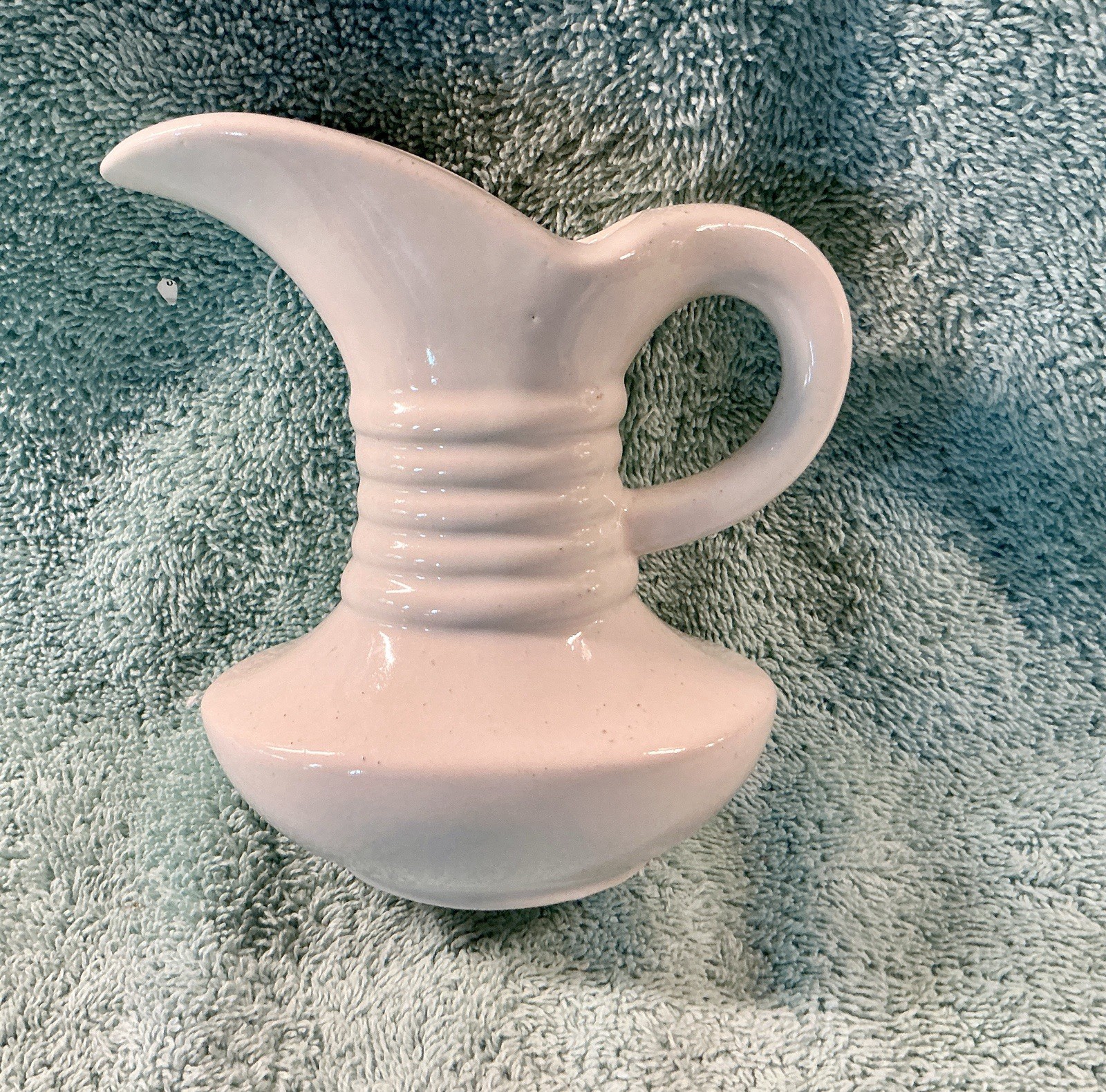 MCM White Ring-Neck Ewer Pitcher Art Pottery – 5 Inches Tall