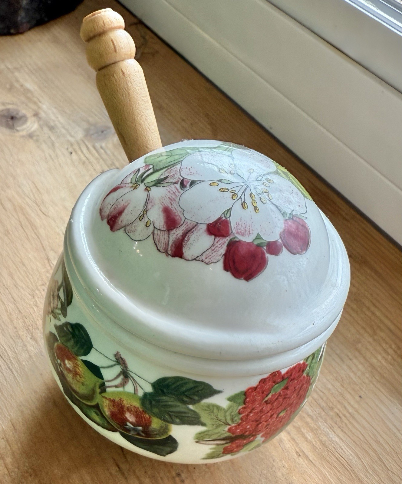 Vintage Pomona Portmeirion England Mustard Jam Jar Condiment Goddess Fruit&Spoon