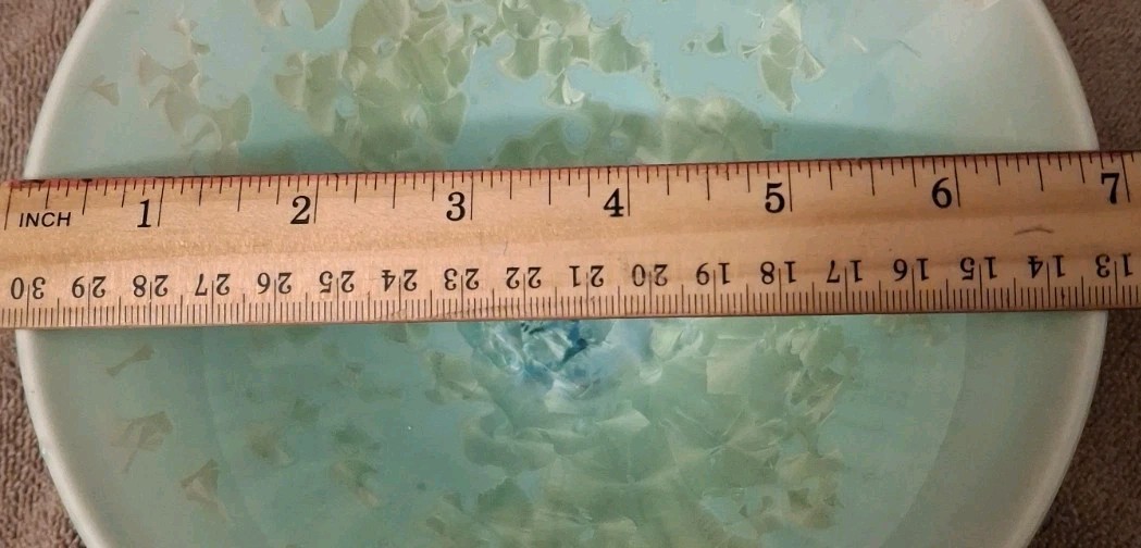 Vintage Blue-Green Crystalline Glaze Studio Pottery Bowl Dish Signed 7″