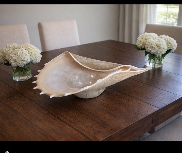 Krosno Jozefina Hand Blown Shell Centerpiece Bowl Large 20” Made In Poland