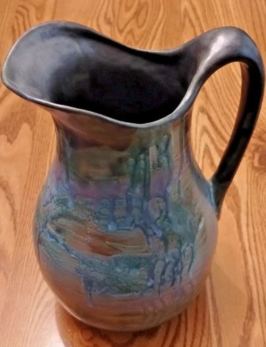 Bennington Potters VT Equinox Glaze 1850 Pottery Lot of 3 Pie Plate Pitcher Bowl