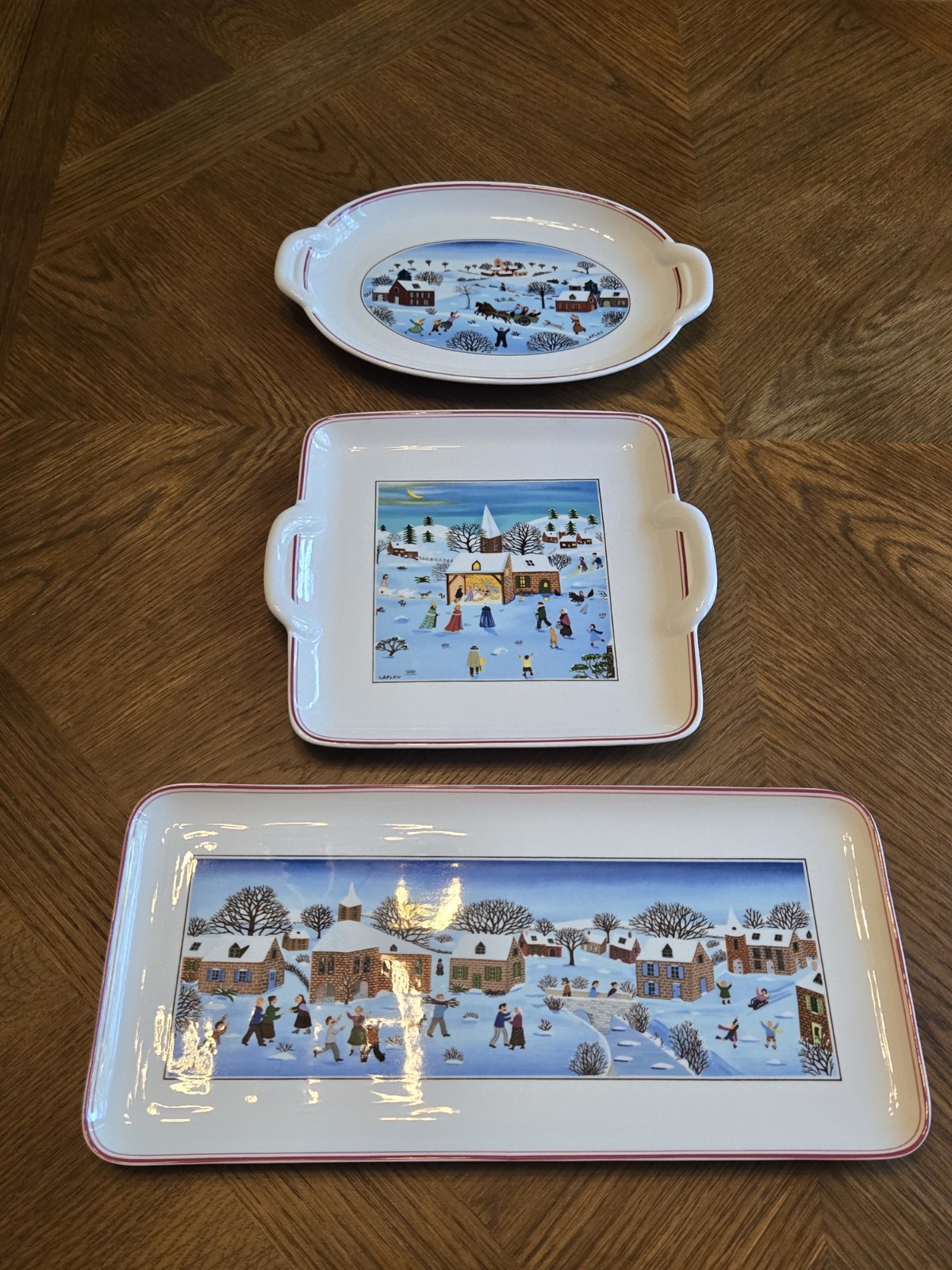 Villeroy & Boch Naif Laplau Christmas Platters Set of 3 Excellent Condition