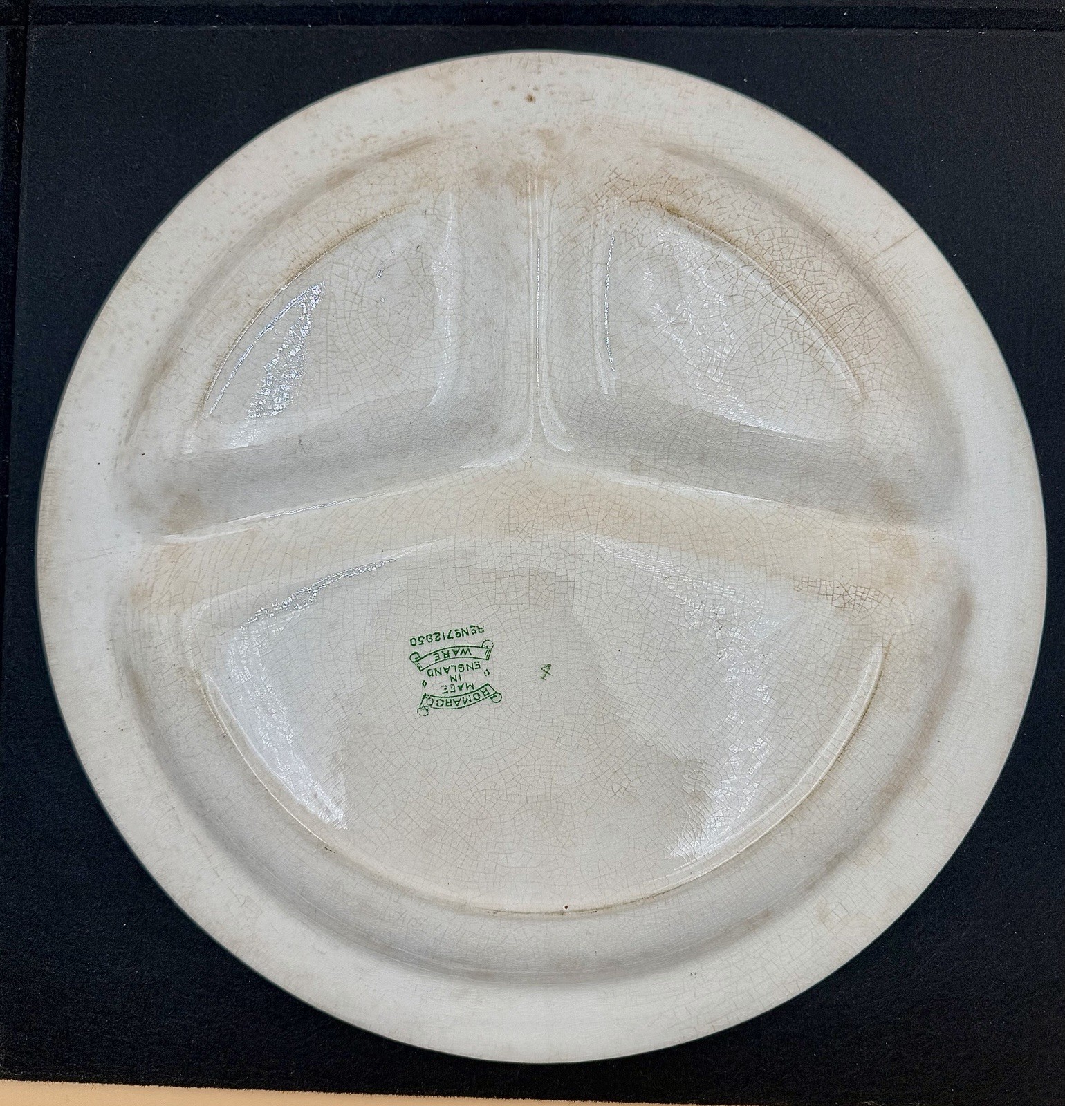 Vintage Romarco Ware Green Willow Divided Grill Plate 1950’s England (4 Pcs)