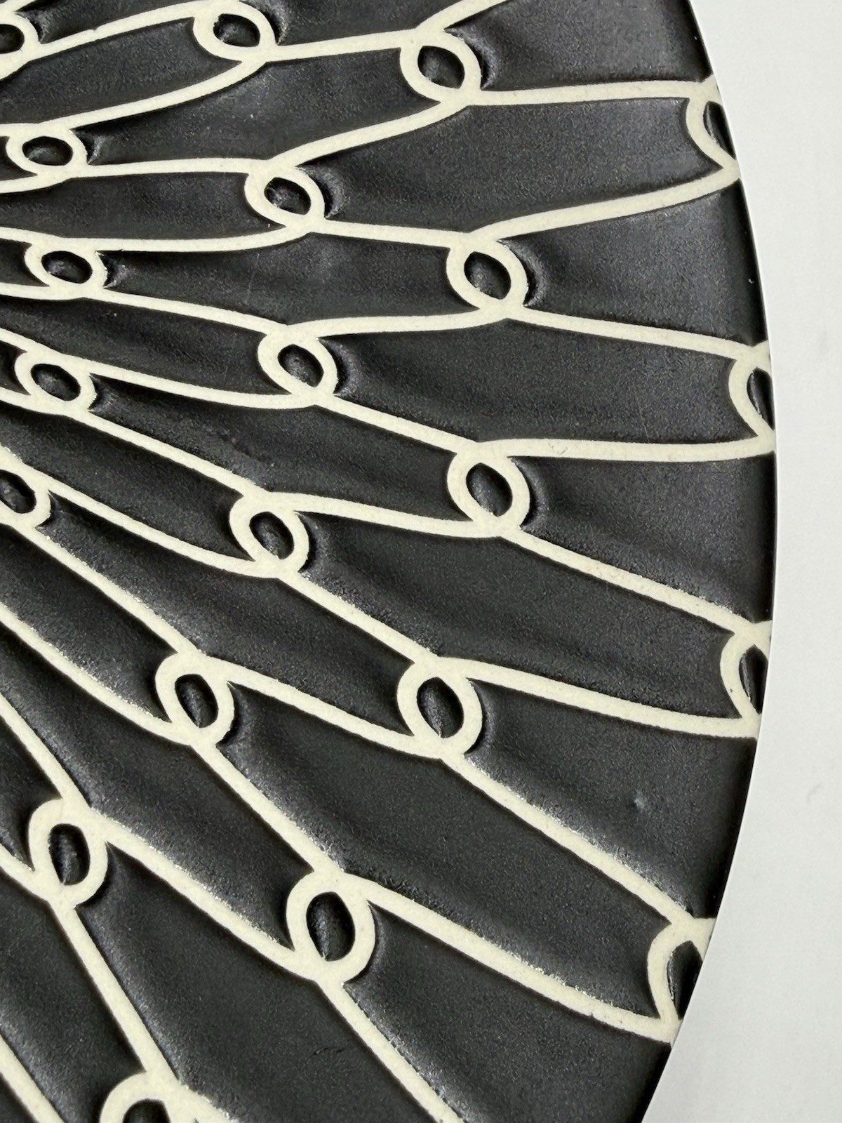 Black White Trellis Grid Pattern Ceramic 8” Four Dessert Appetizer Round Plates
