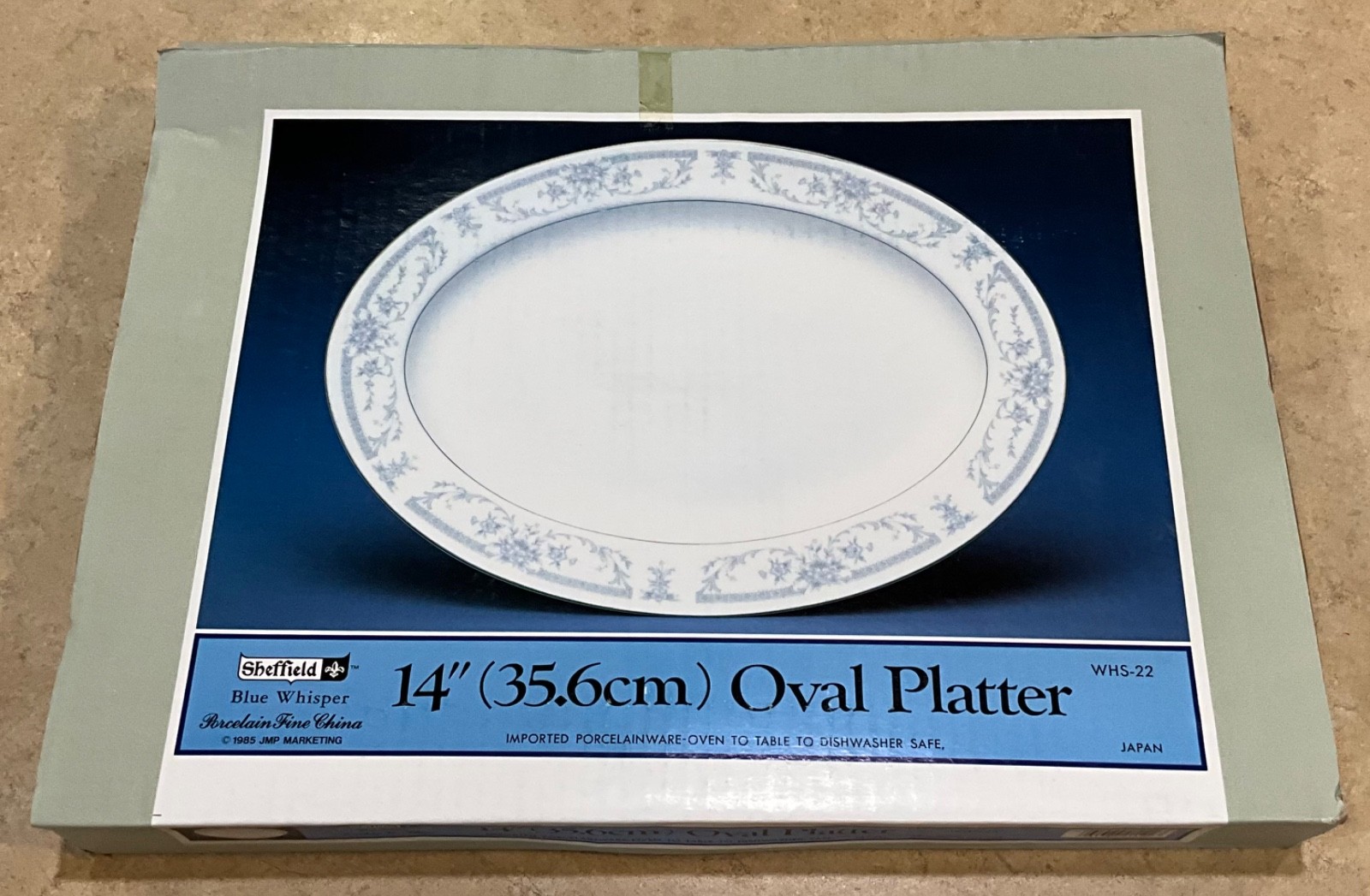 VINTAGE-1985 New in Box Sheffield Blue Whisper 14” Oval Serving Platter