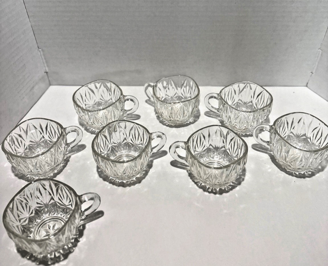 VTG Glass Punch Bowl Set Williamsport Prism Cut 18 Pieces Org Open Box Never Use