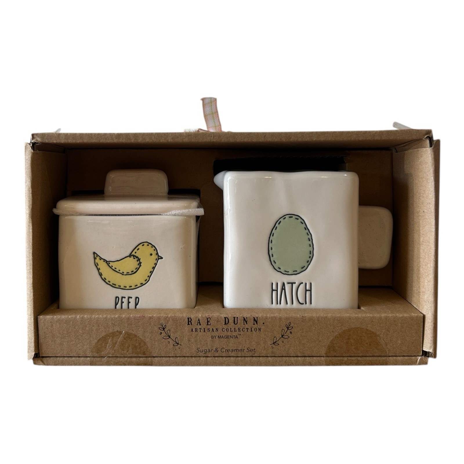 Rae Dunn Artisan Easter PEEP HATCH Sugar Creamer Set New In Box