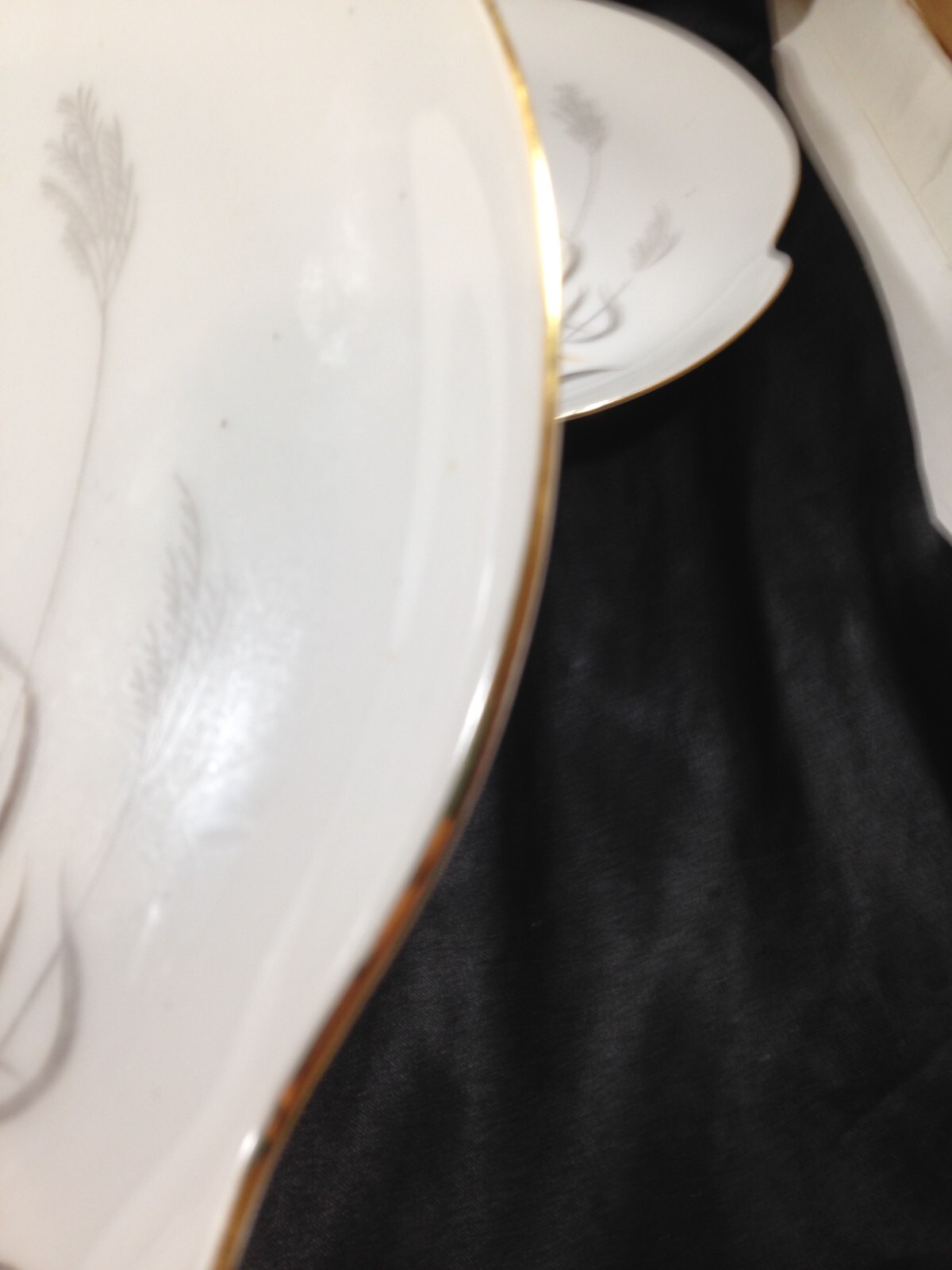 Set of 3 Summit Fine China Gold Trim Wheat Pattern Snack Plates
