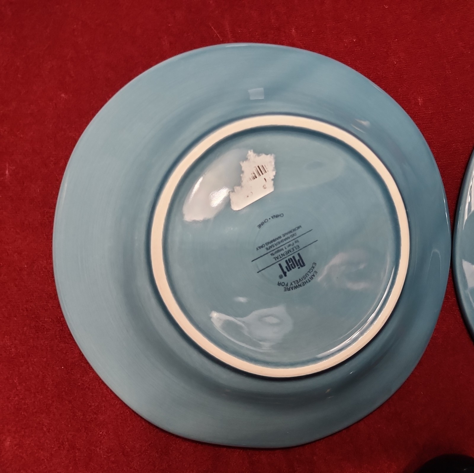 PIER 1 Stoneware ELEMENTAL 4 Salad Plates 8 25″ Smoke Blue RETIRED Asymmetrical