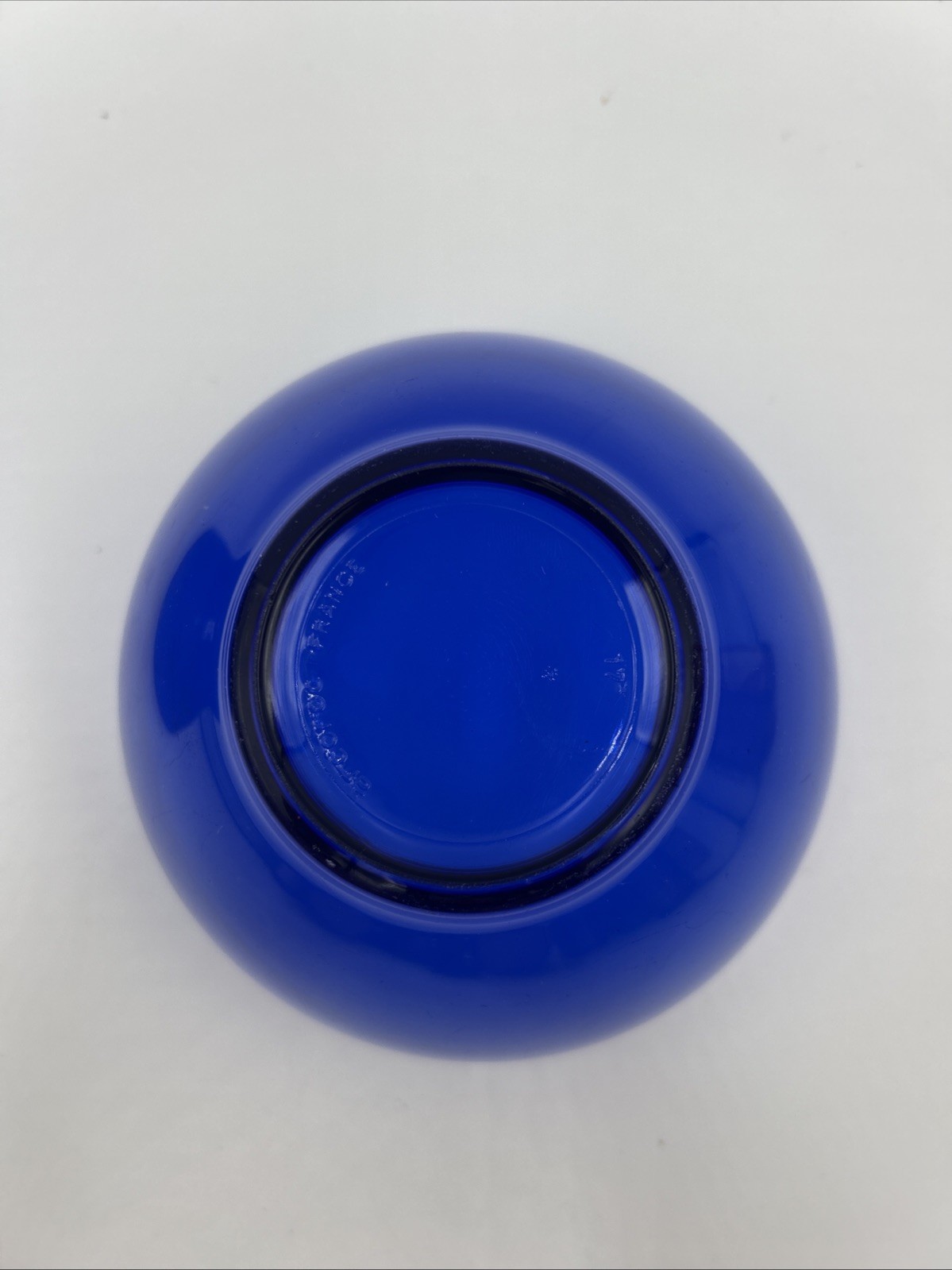 Arcoroc France Cobalt Blue Cereal/Dessert /Prep Bowls 5 1/4” Set Of 2 Glass