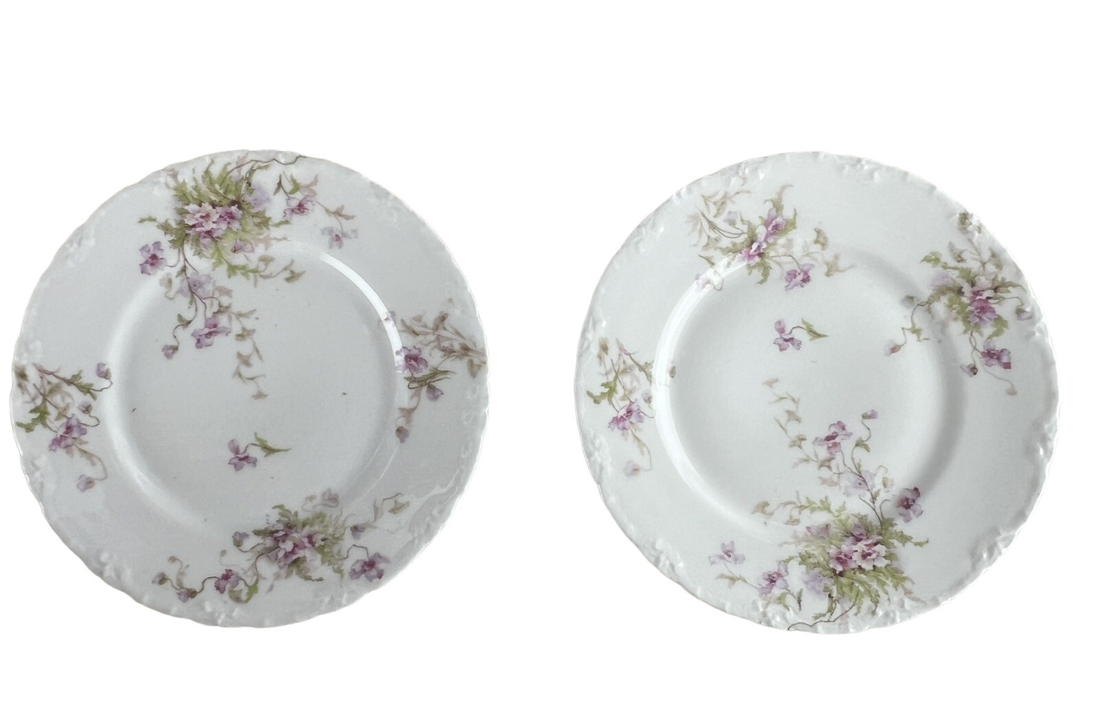 Antique Theodore Haviland Limoges Wall Plates Schleiger Wild Roses READ Set Of 2