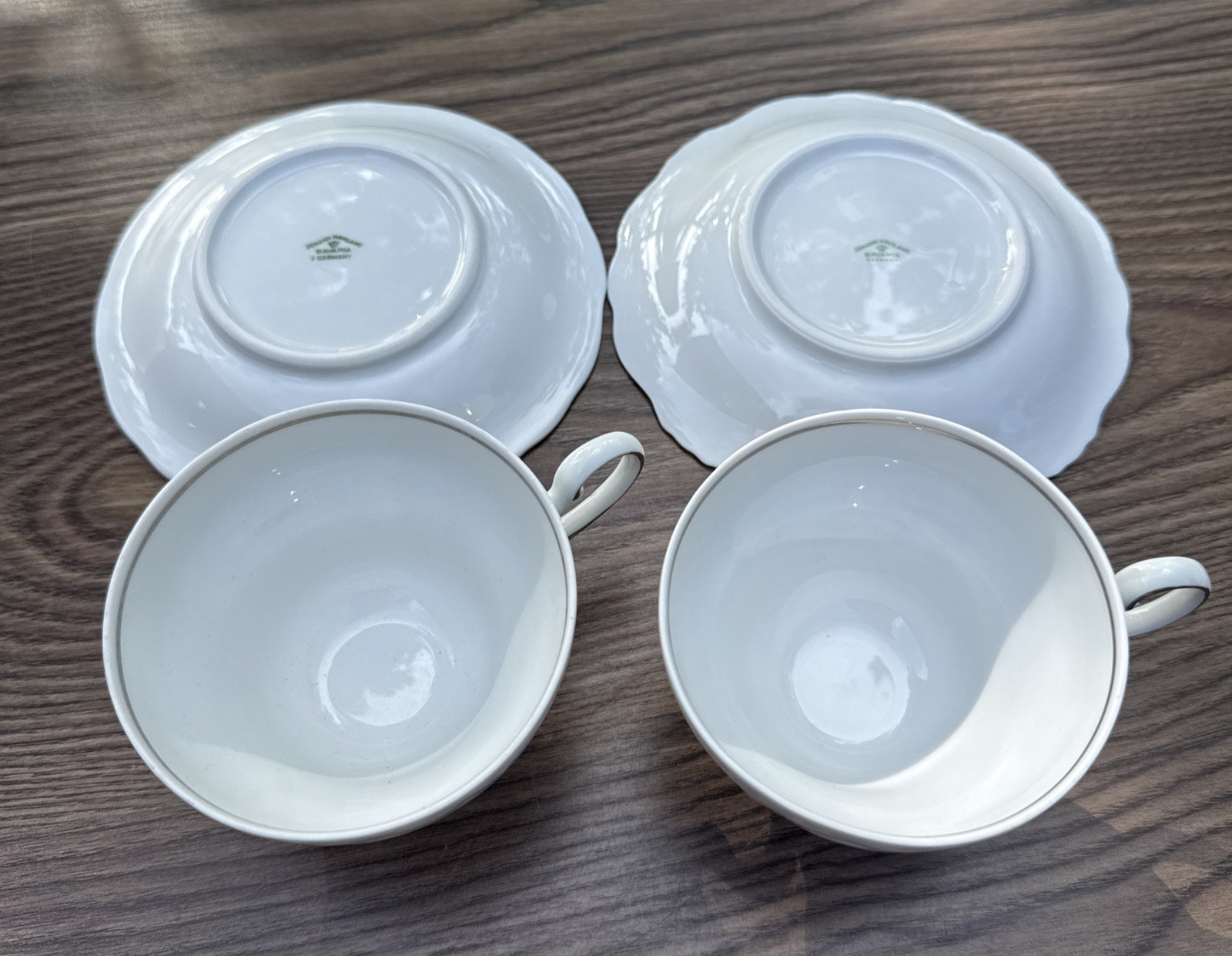 Johann Haviland Blue Garland Footed Tea Cup & Saucer Bavaria Germany Set of 2