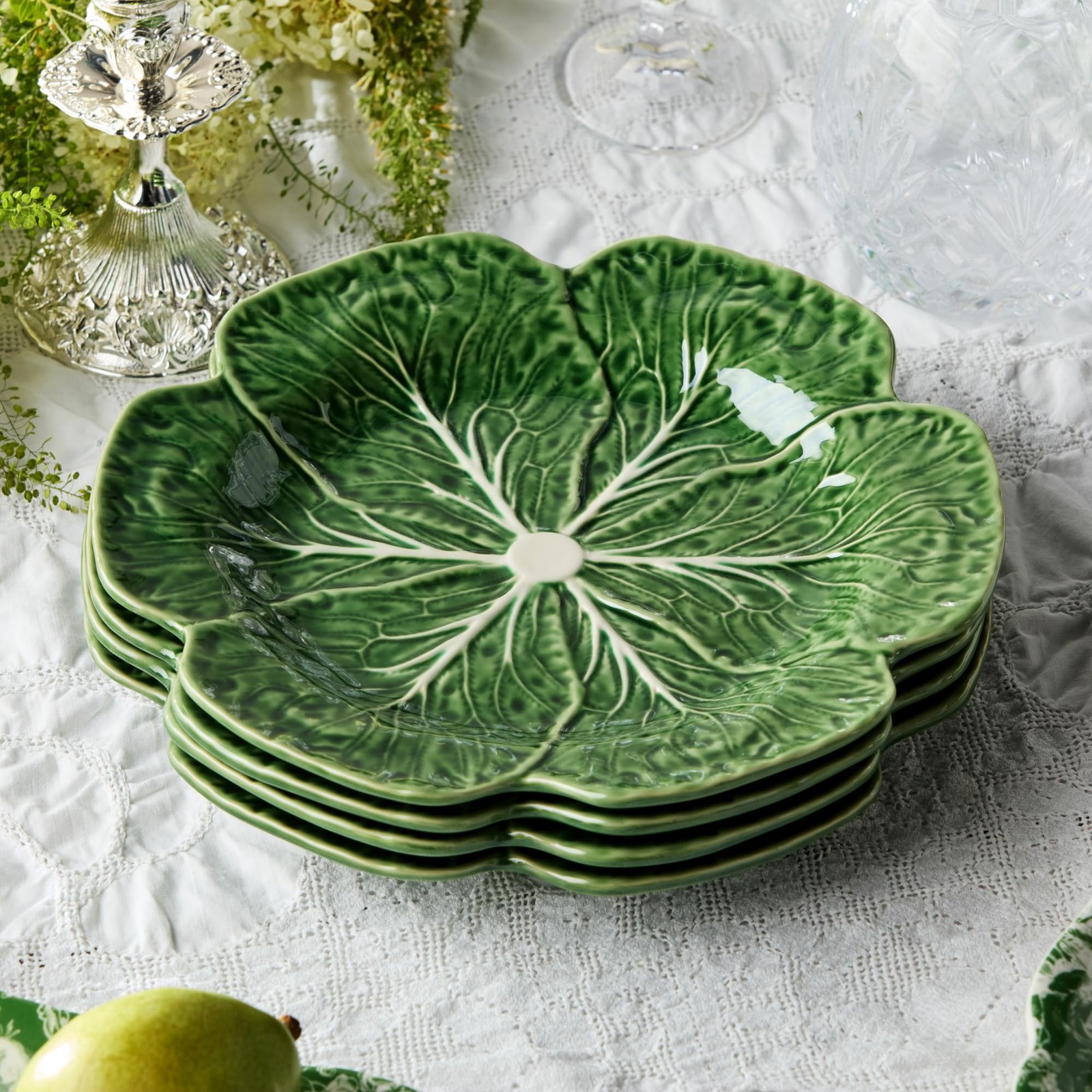 Cerified International Le Jardin Green – Set Of Four -11 Sculpted Green