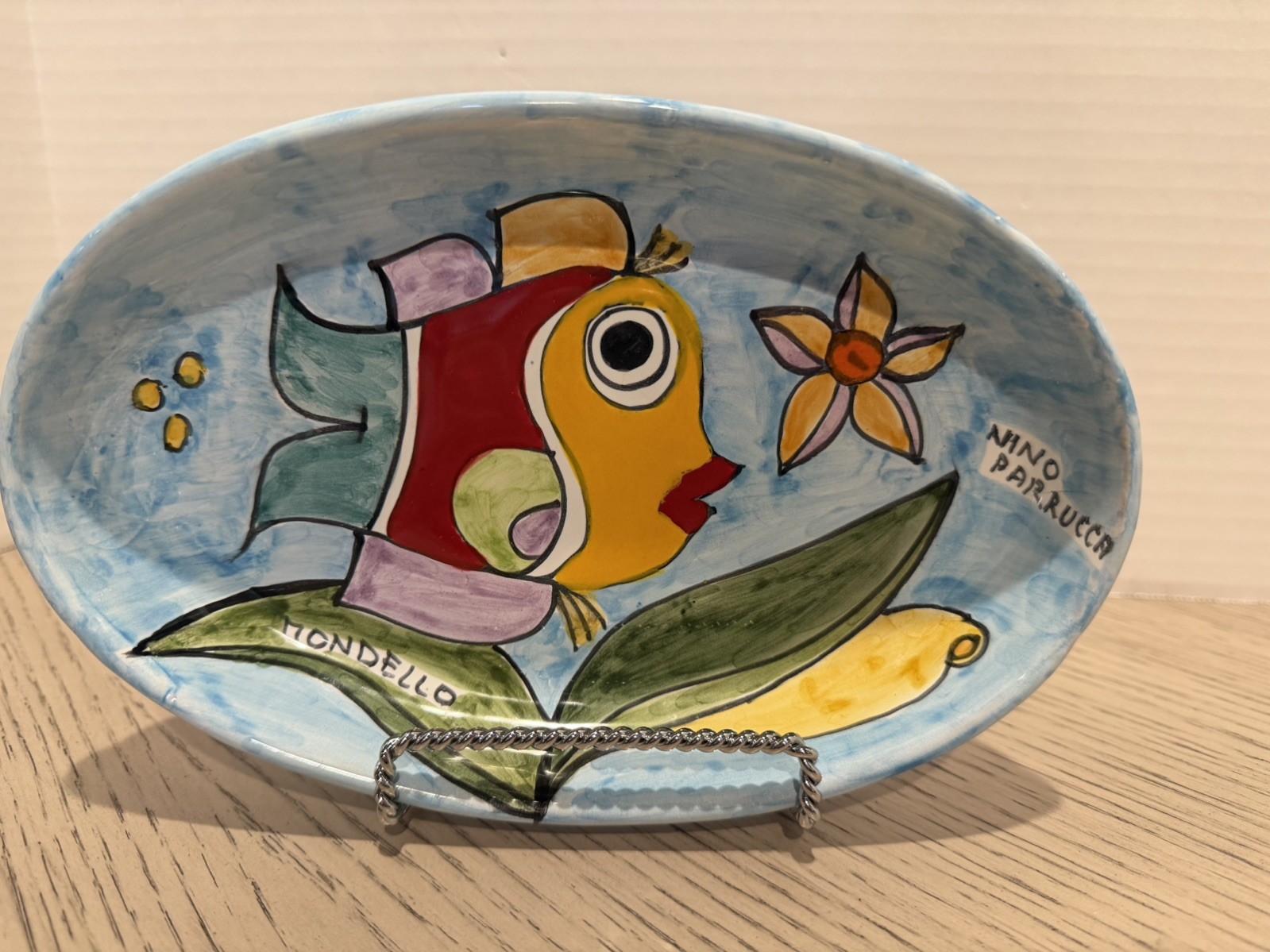 Italian pottery Nino Partucca Oval Dish 8 1/2 X 5 1/2 Inches