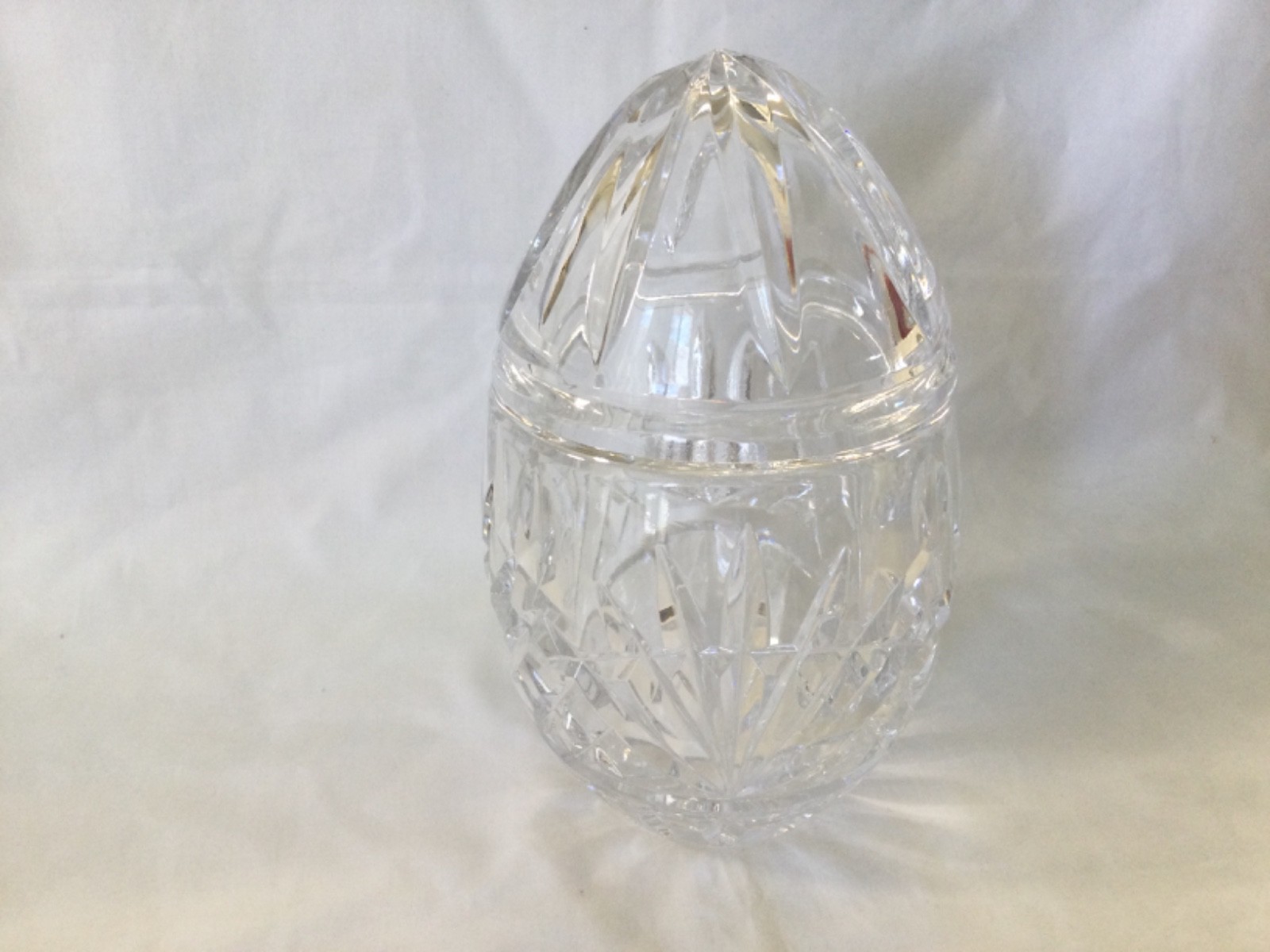 Crystal Egg Shaped Trinket Dish Easter Candy Jar Clear Crystal