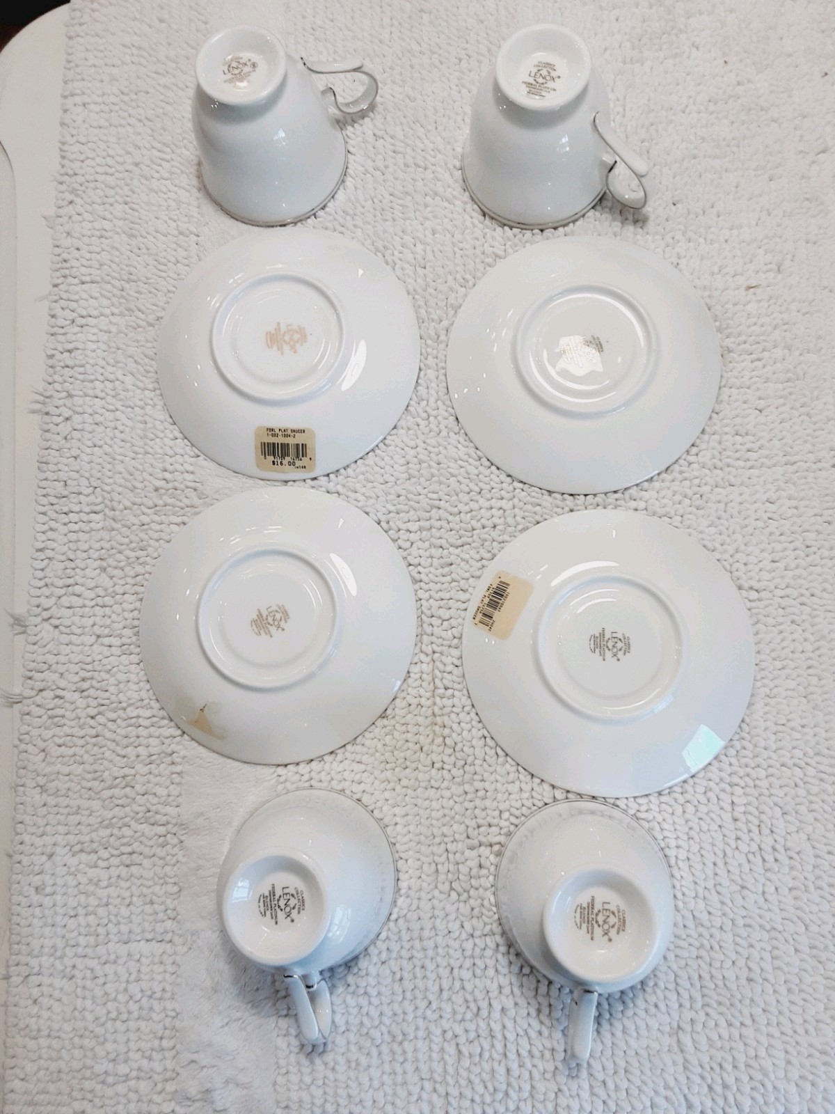 Lenox Federal Platinum Tea Cups & Saucer Classics Collection Bone China Set Of 4