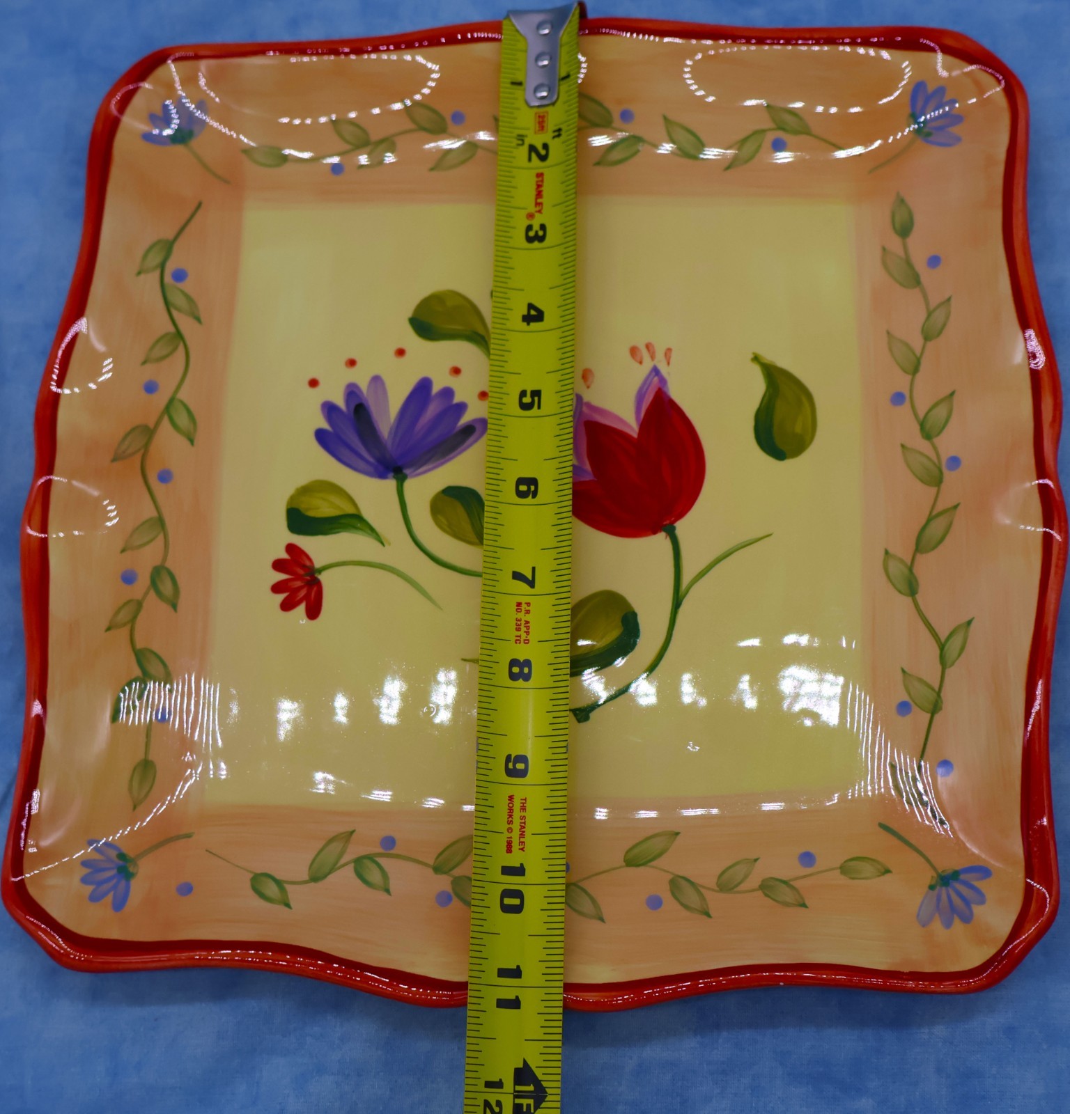 Pfaltzgraff Napoli Hand-Painted Square Serving Tray Plate— 11″ — Excellent