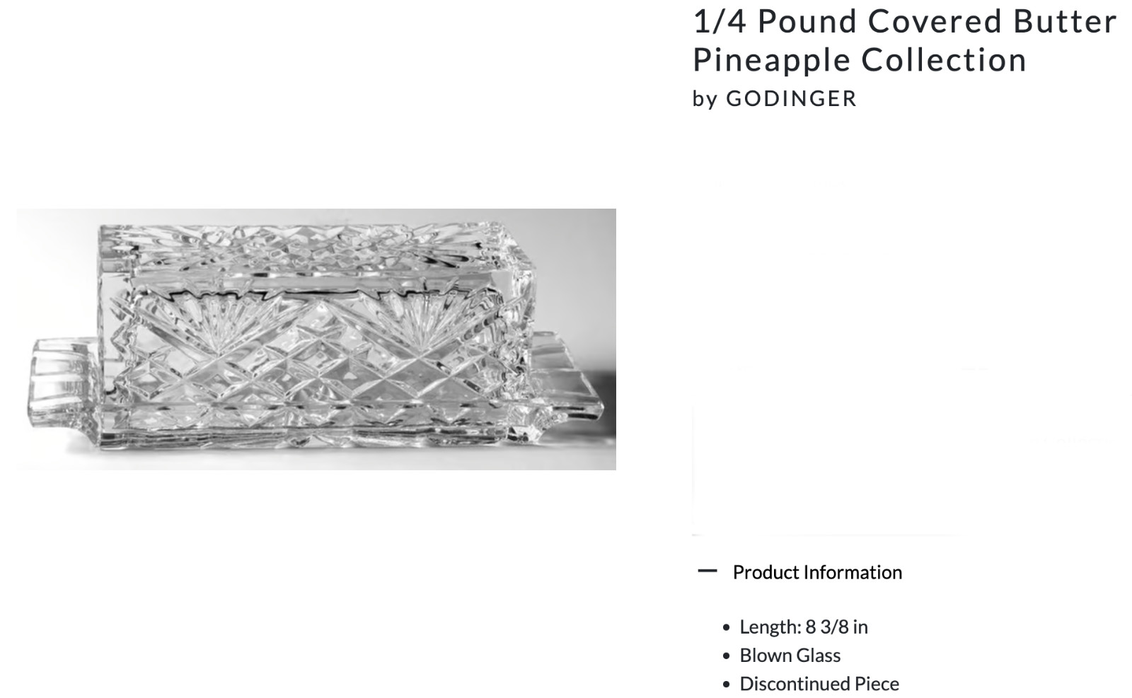 1/4 Pound Covered Butter Pineapple Collection by Godinger 8 3/8″