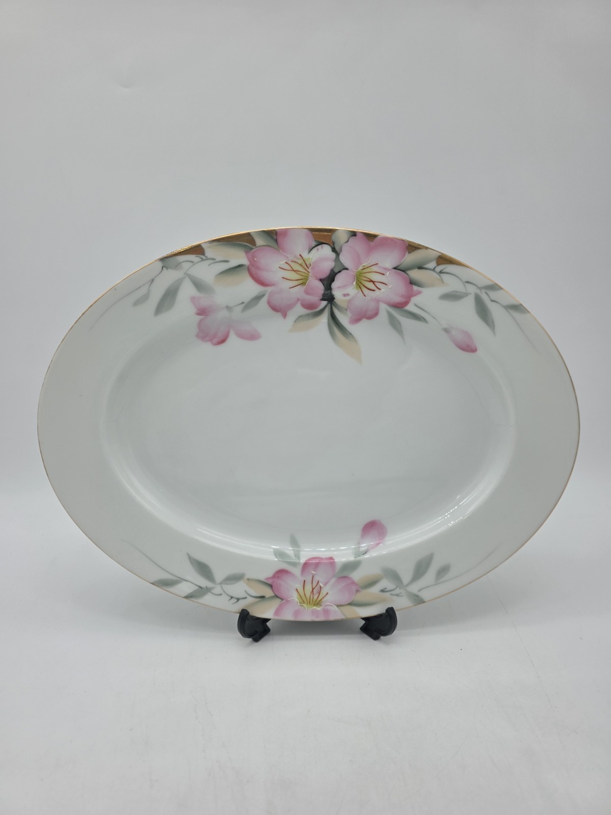 VTG Noritake Azalea 11 3/4″ Inch Oval Serving Platter 19322 Hand Painted Red Sta