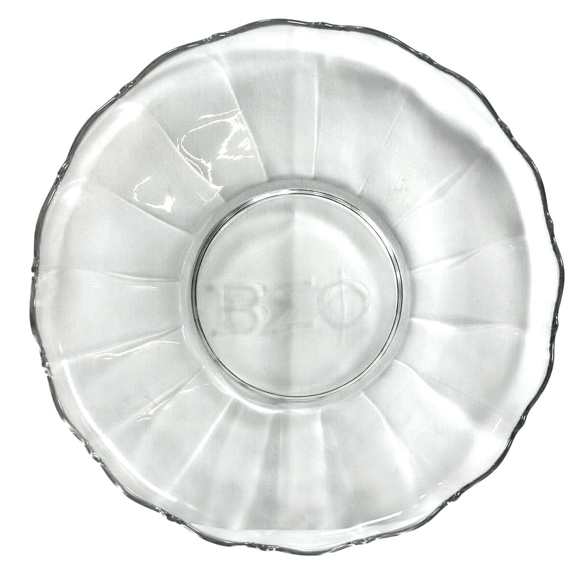 Beta Sigma Omicron Monogrammed Clear Crystal Scalloped Rim Serving Platter-Rare!