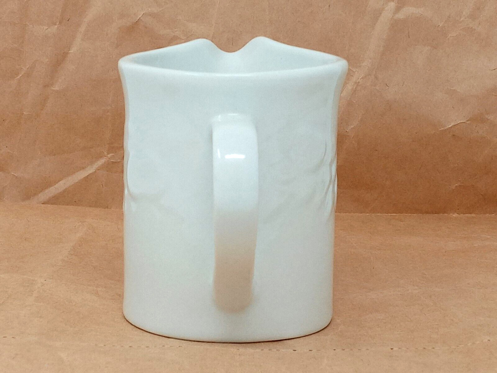 Lynn’s Stoneware Creamer White Ceramic w/ Embossed Fruits swan logo euc lynns