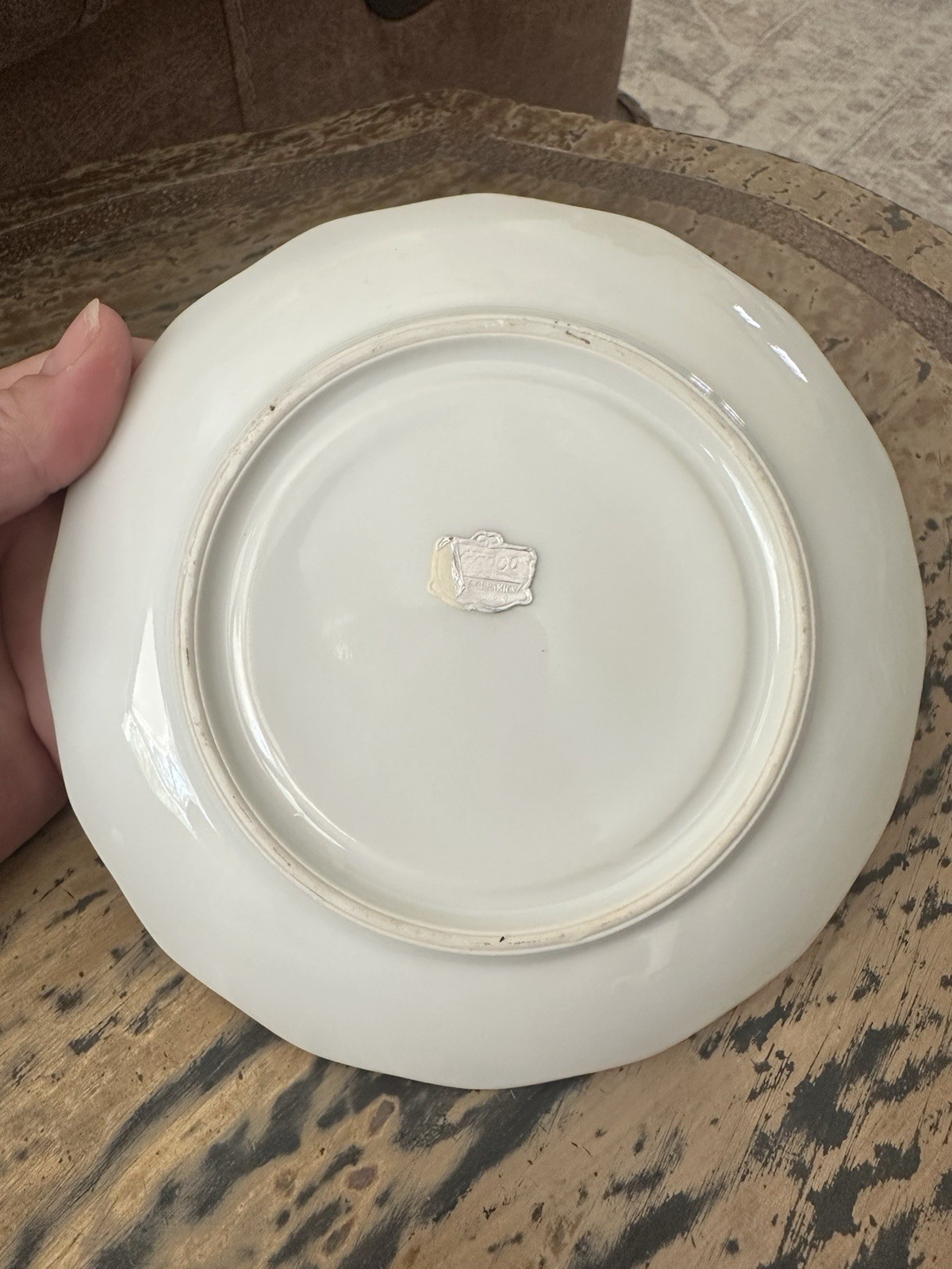 Branco Ceramics Purple White Gold Floral Ceramic Cup & Saucer Set Handle