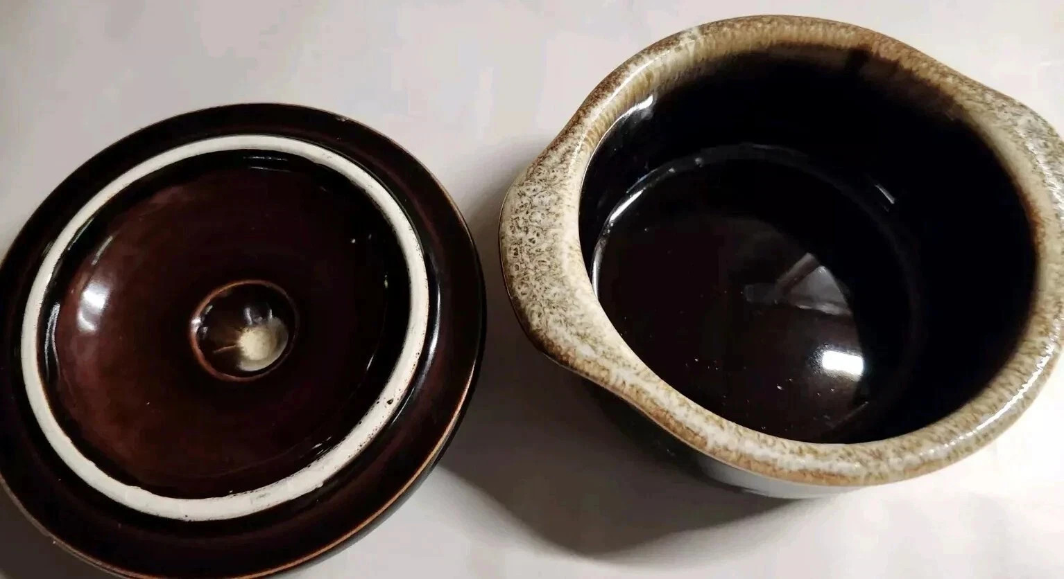 Vintage Hull Sugar Bowl With Lid USA Pottery Brown Drip Glaze Oven Proof