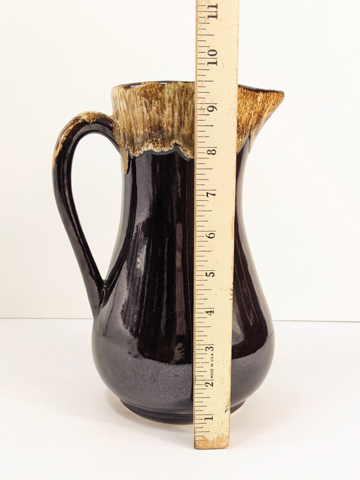 Roseville Brown Drip Glaze PITCHER Vase Jug 9″ RRP Robinson Ransbottom Pottery