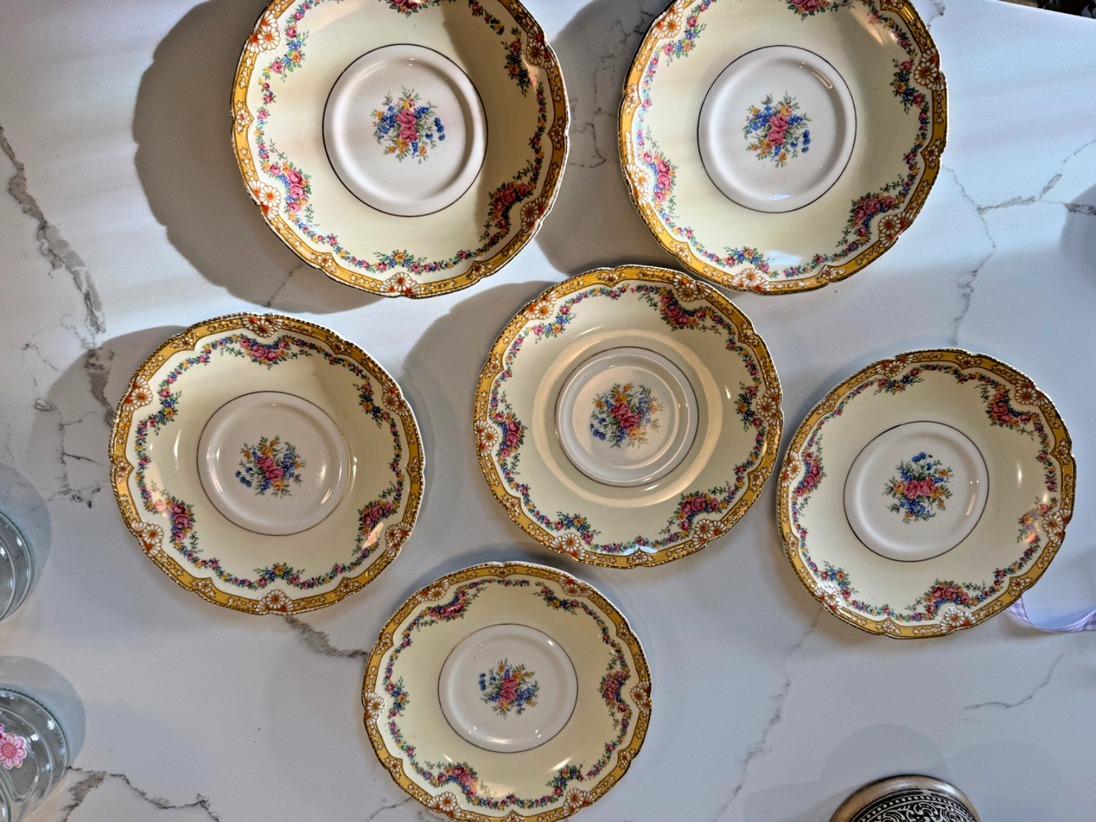 John Maddock & Sons-Royal Ivory- “Henley” Set of 2 Bread Plates Floral Antique