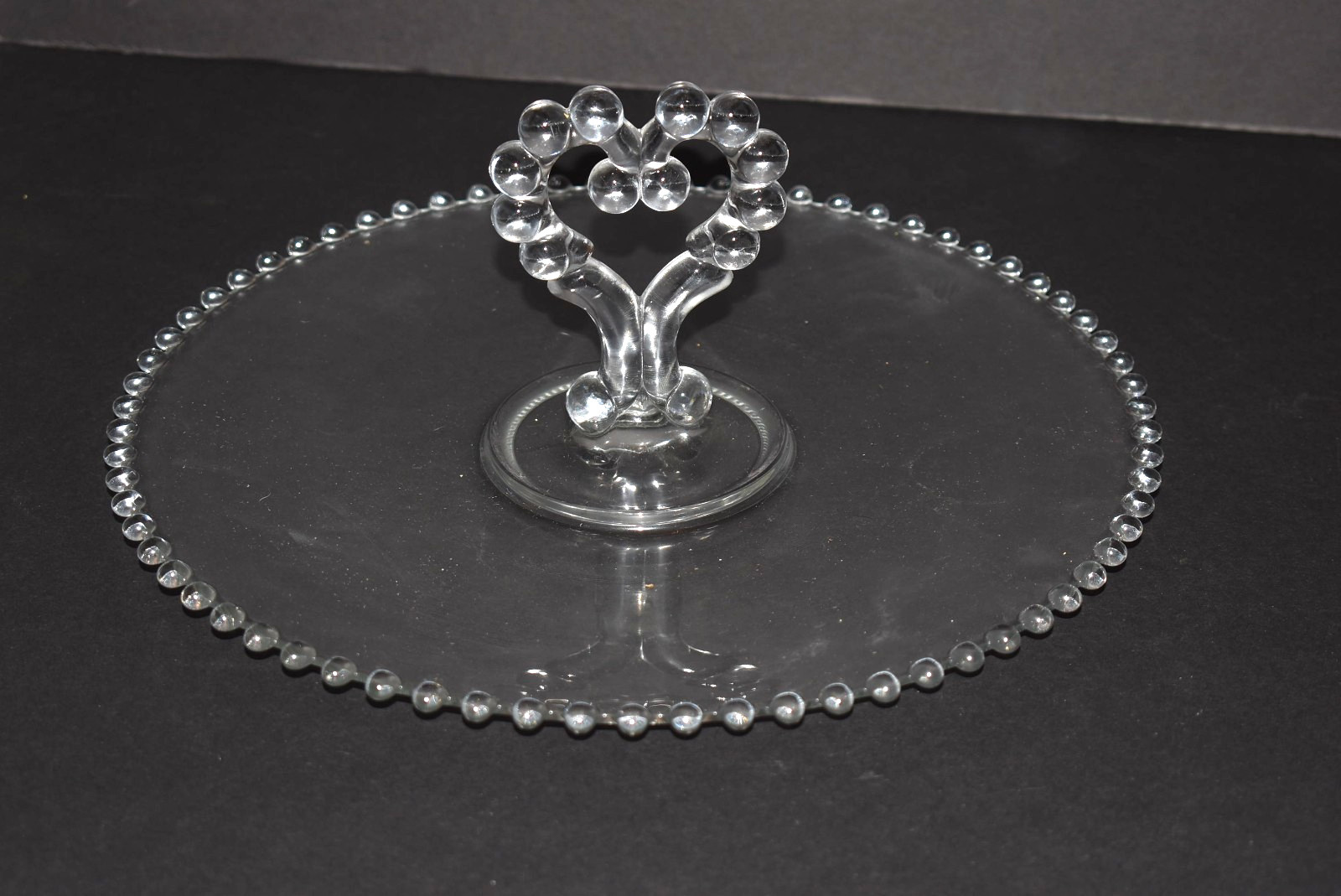 Imperial Glass Candlewick Platter 12 inches with Heart Handle