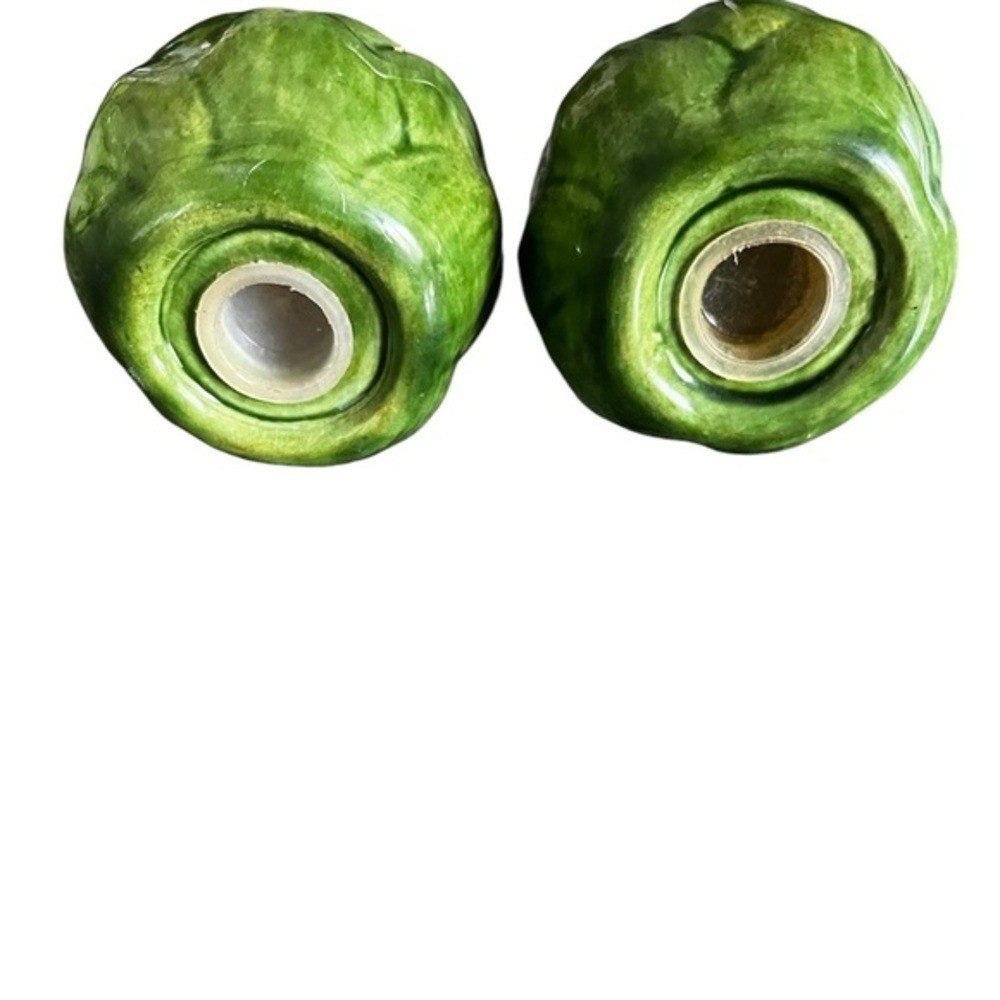 Vintage Artichoke Salt and Pepper Shakers MCM Ceramic Green 3 inches.