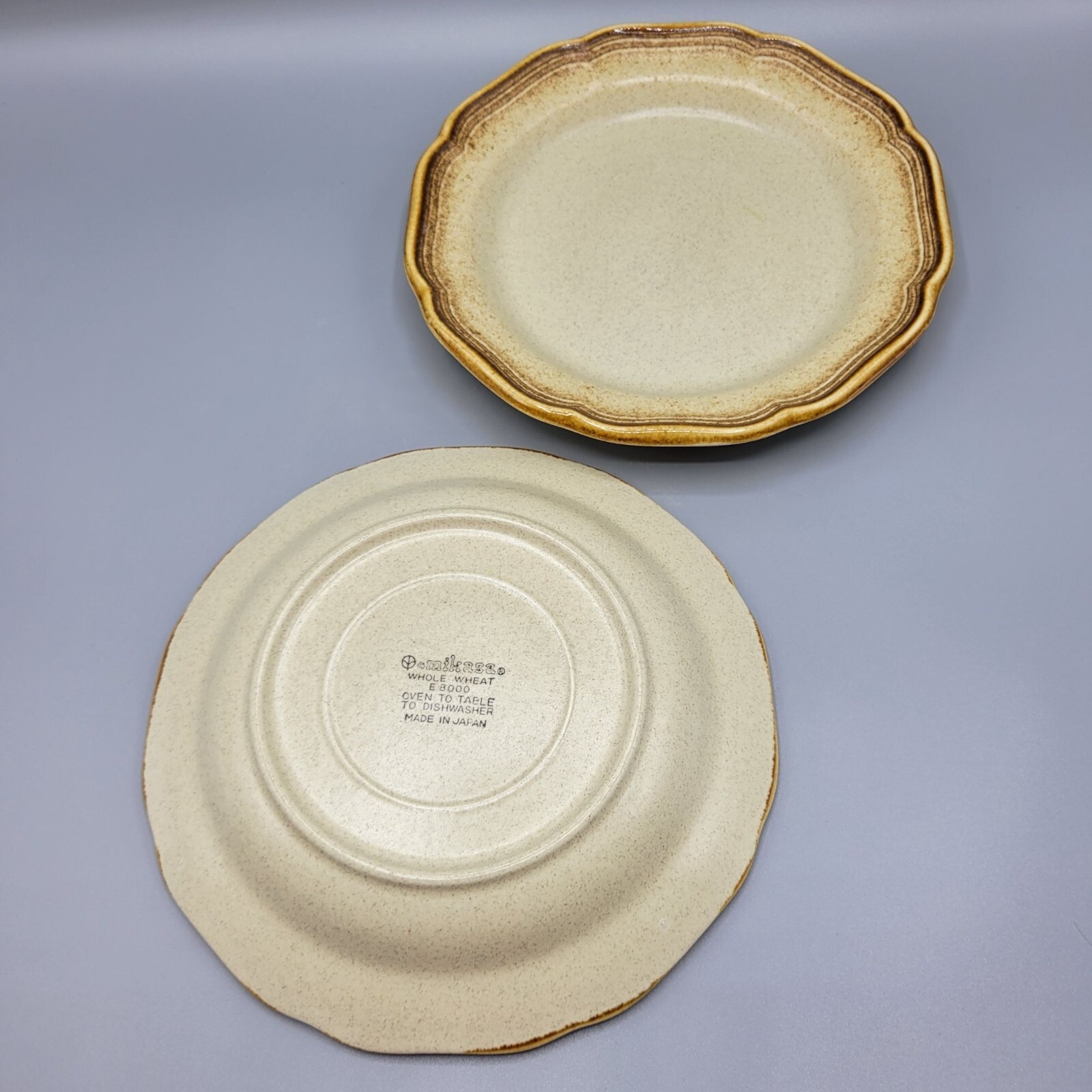 Vintage Mikasa Whole Wheat E8000 8″ Salad Plate Set Of 2 Stoneware Made In Japan