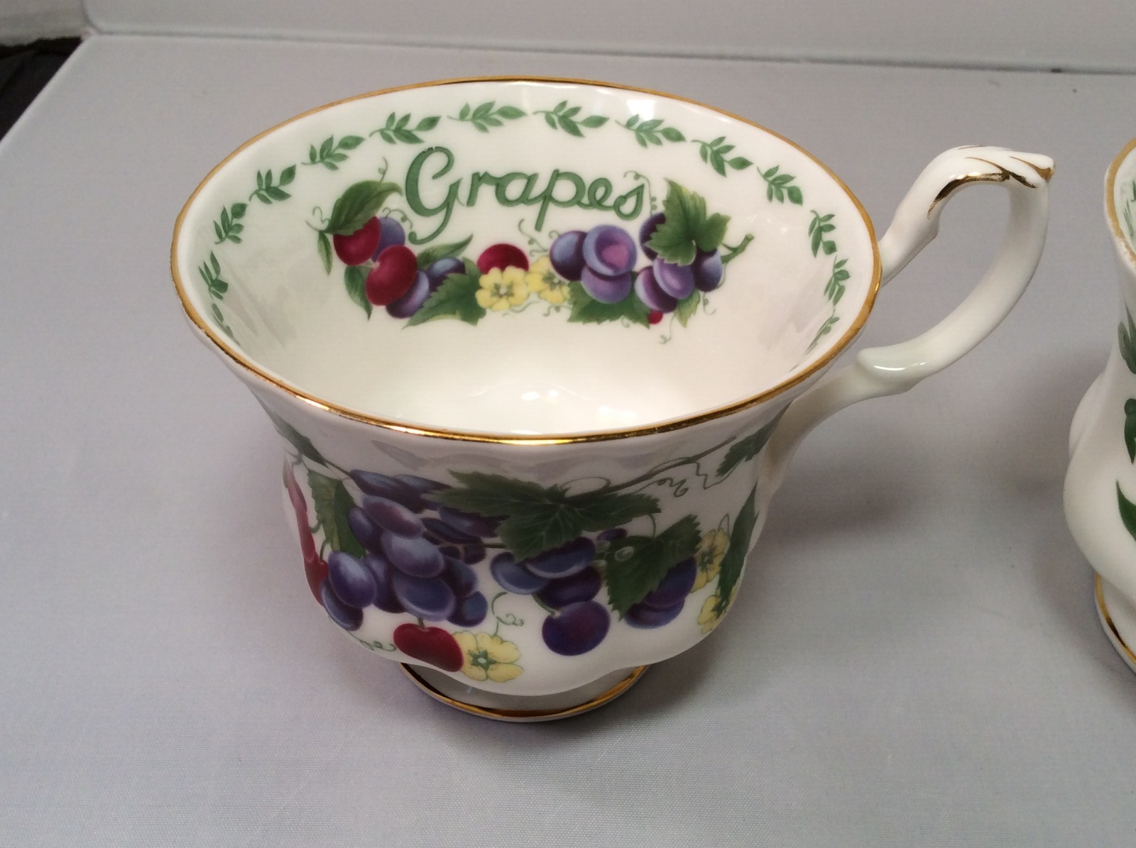 4 Fruit Royal Albert Bone China Teacups, Fruit Grapes, Peaches, Pears & Apples