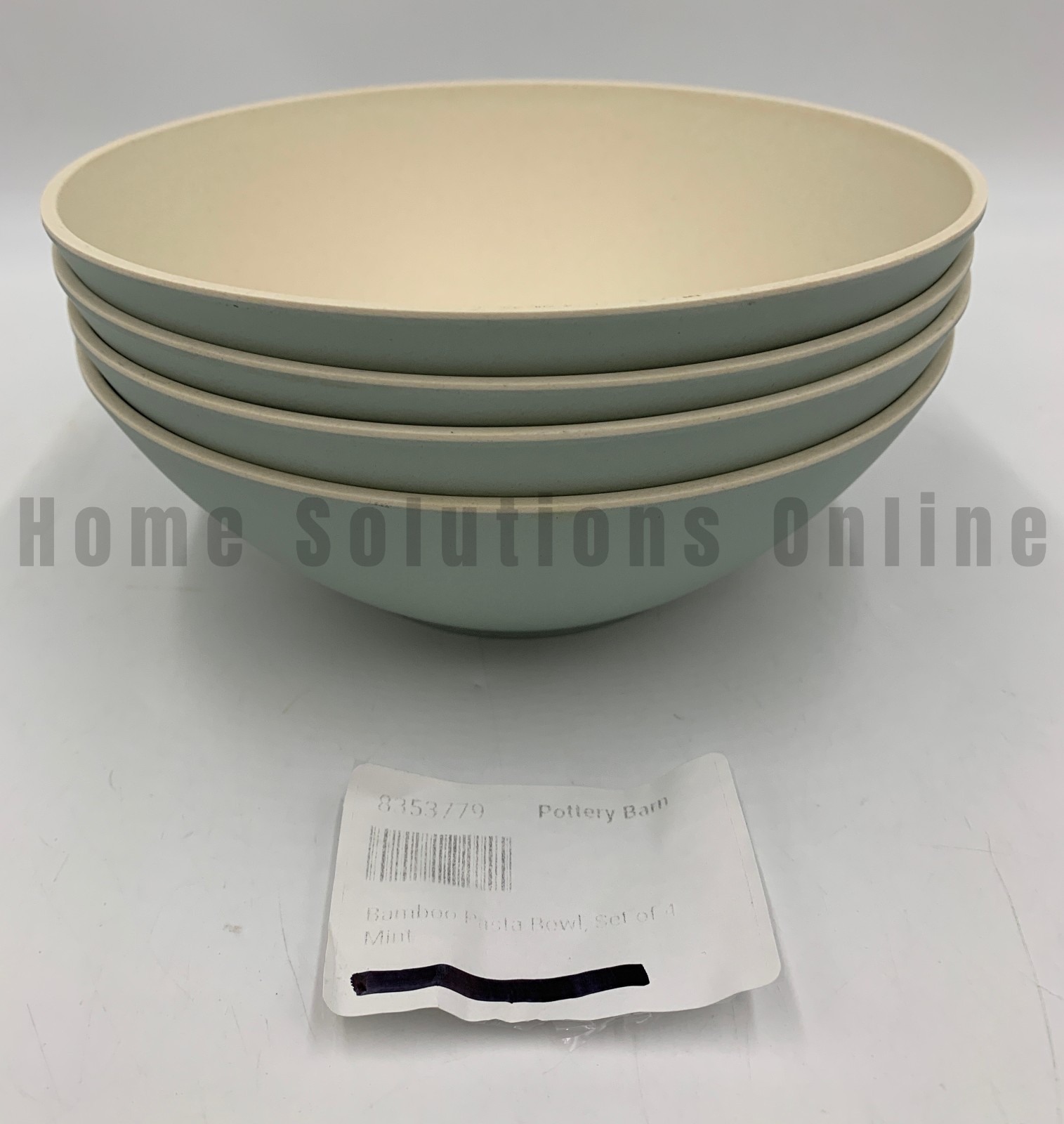 Pottery Barn Bamboozle X Creo Matte Meal Bowls S/4 Mint Blue 8″ diam #R7005