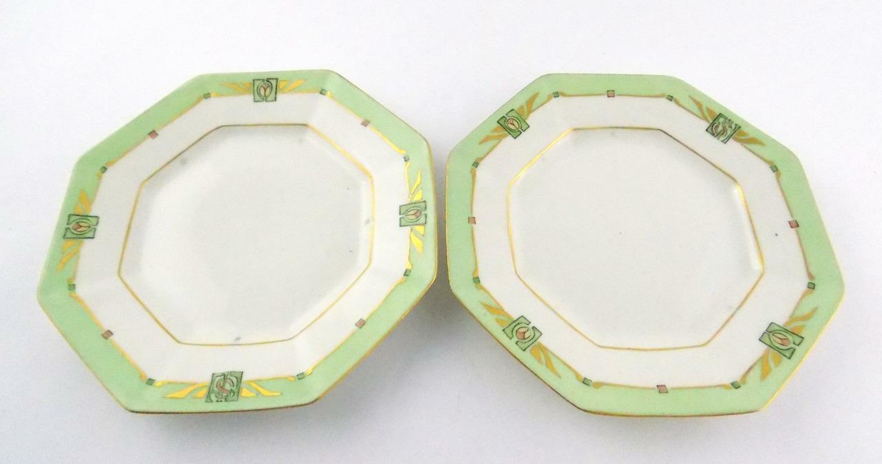 Pair of Tressemanes and Vogt Limoges Hexagonal Plates 6 7/8 Inch TV Art Deco