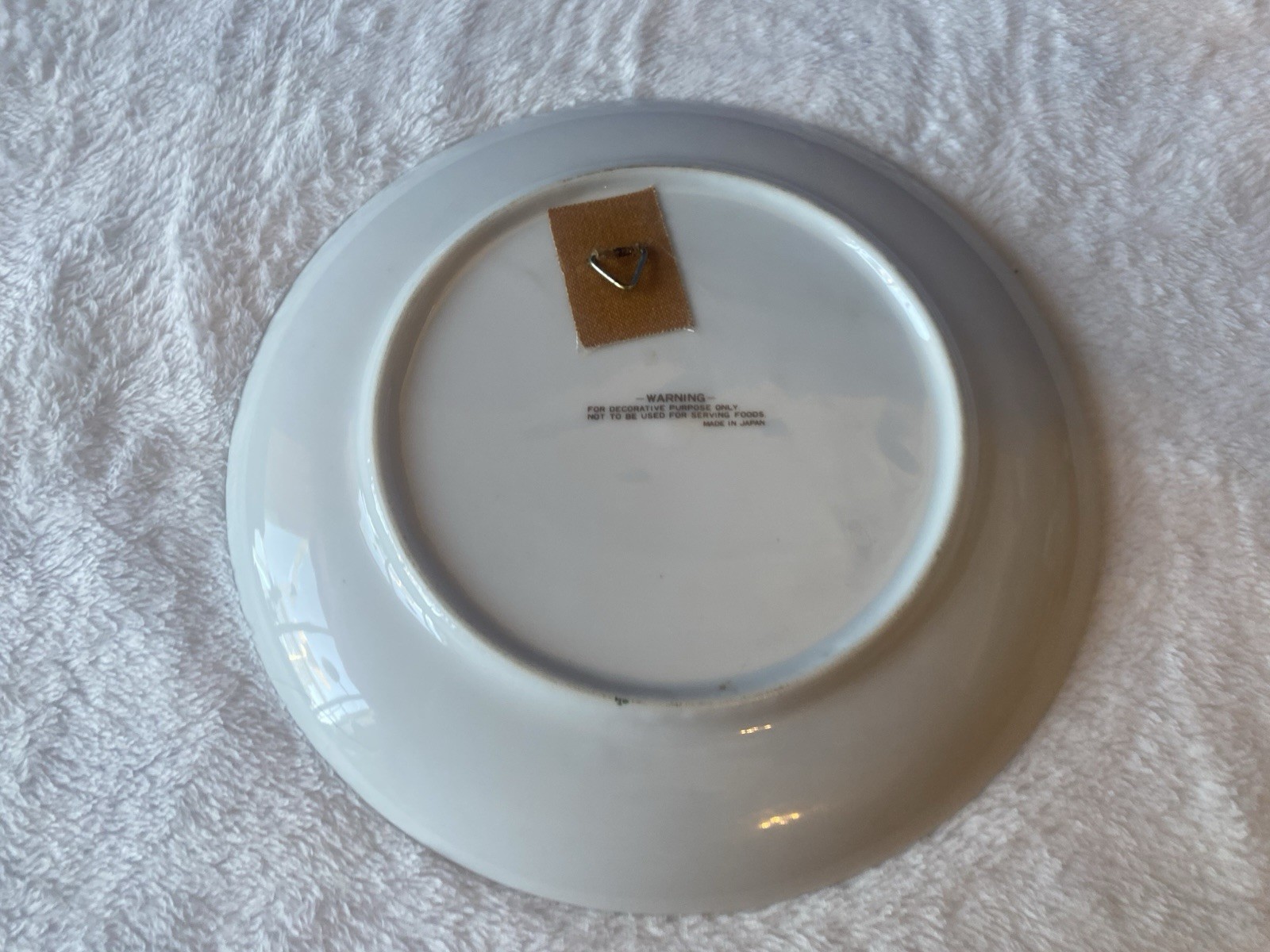 Japan Ceramic Round Decorative Plate 9 in White Pink Green Floral Glossy