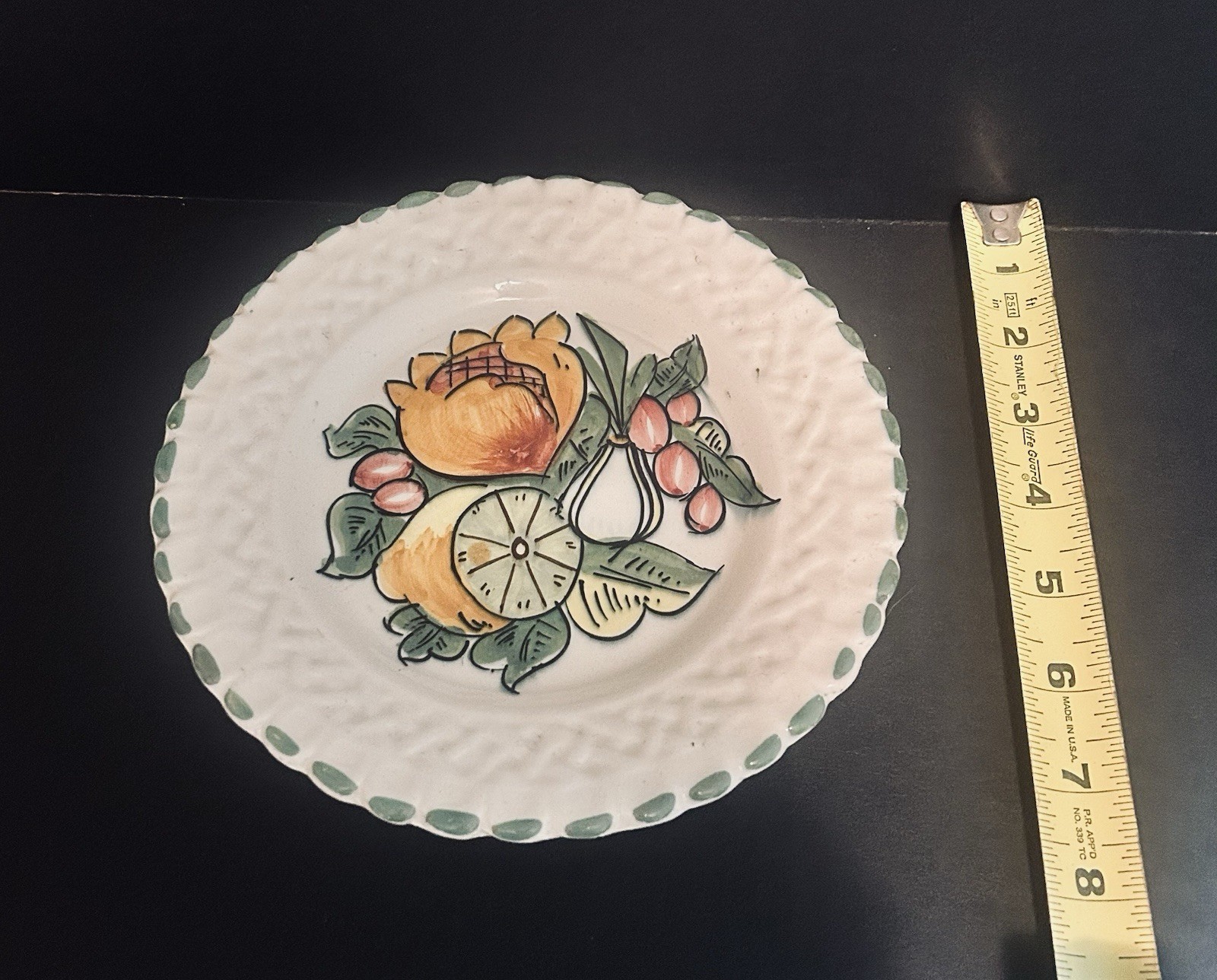 Decorative Fruit Plates With Basket Weave Border, Set Of 2, Made In Italy