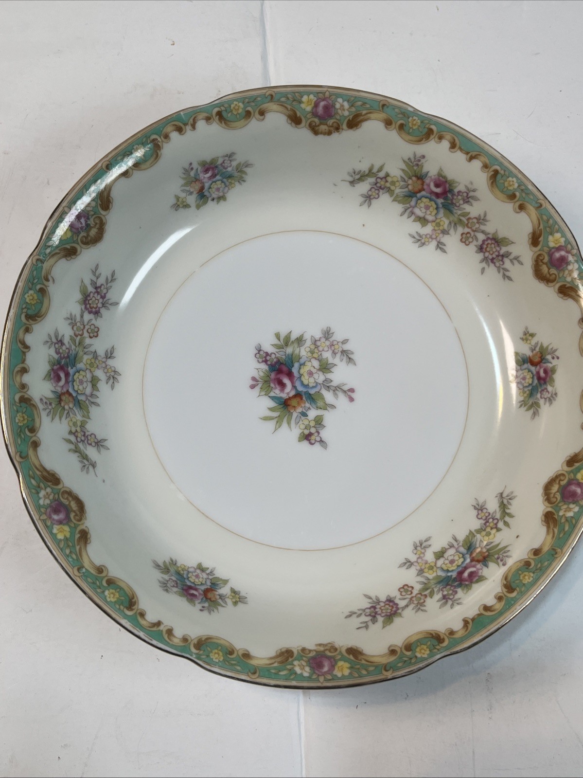 Vintage Rembrandt China Japan 7.25” Salad Bowl Floral Gold Trim Porcelain