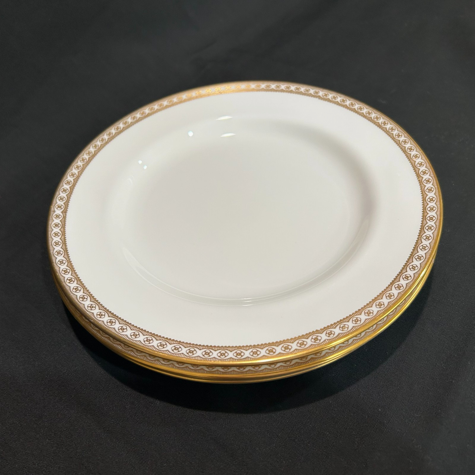 Wedgwood China – Ulander Gold – Set of 4 Salad Plates – one plate has minor flaw