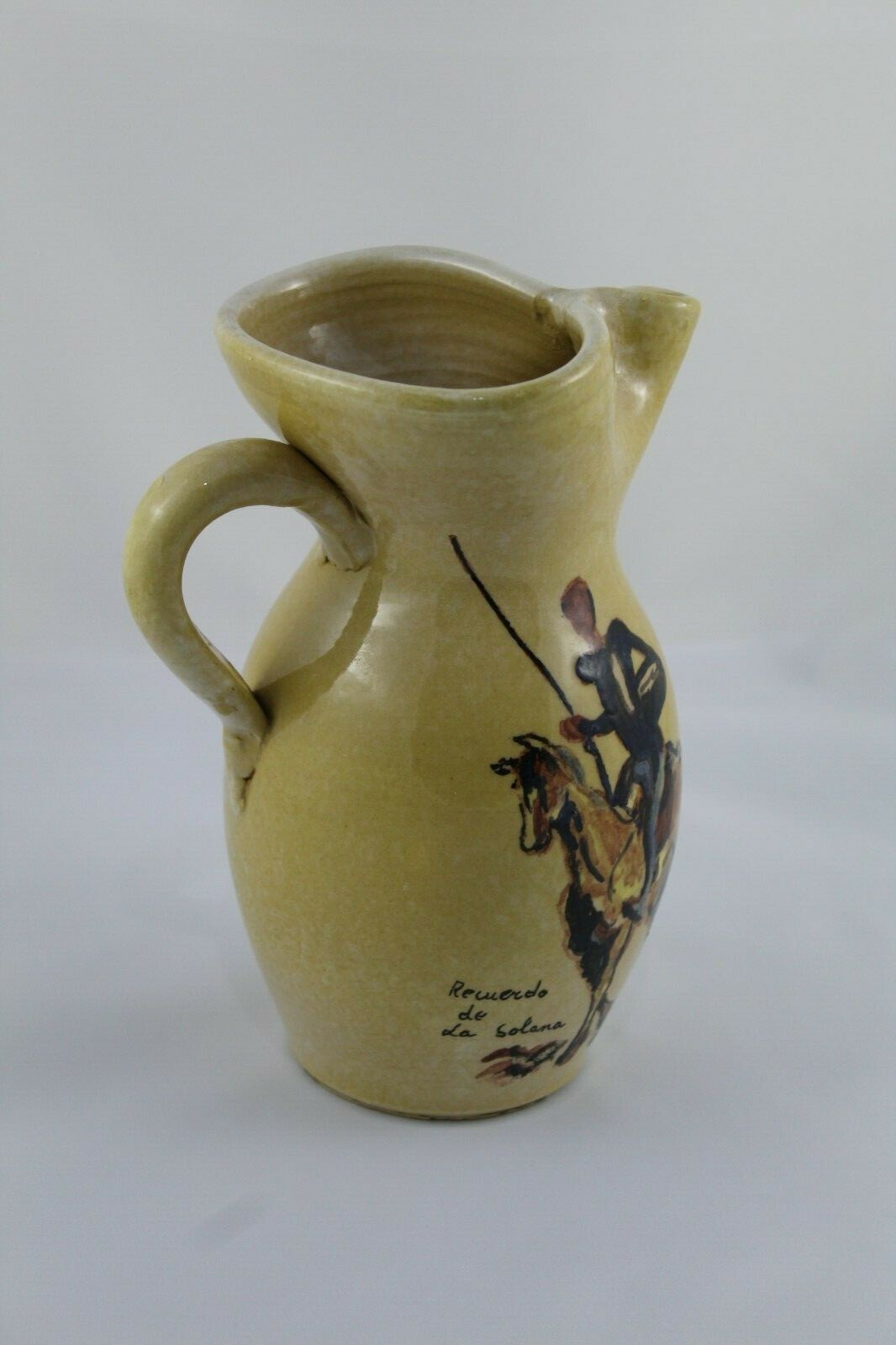 Ceramic Wine Jug La Solana Don Quijote 1984 Hand Painted