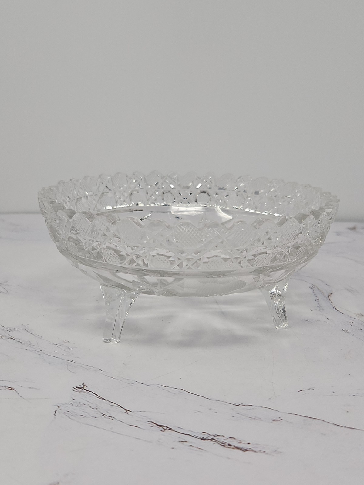 ABP Footed Bowl American Brilliant Meriden Shirley Pedestal Sawtooth 6″ Vintage