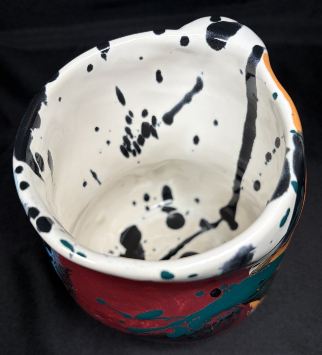 RARE CHARLES NALLE Studio Art Pottery Mug ABSTRACT Contemporary Splatter Multi