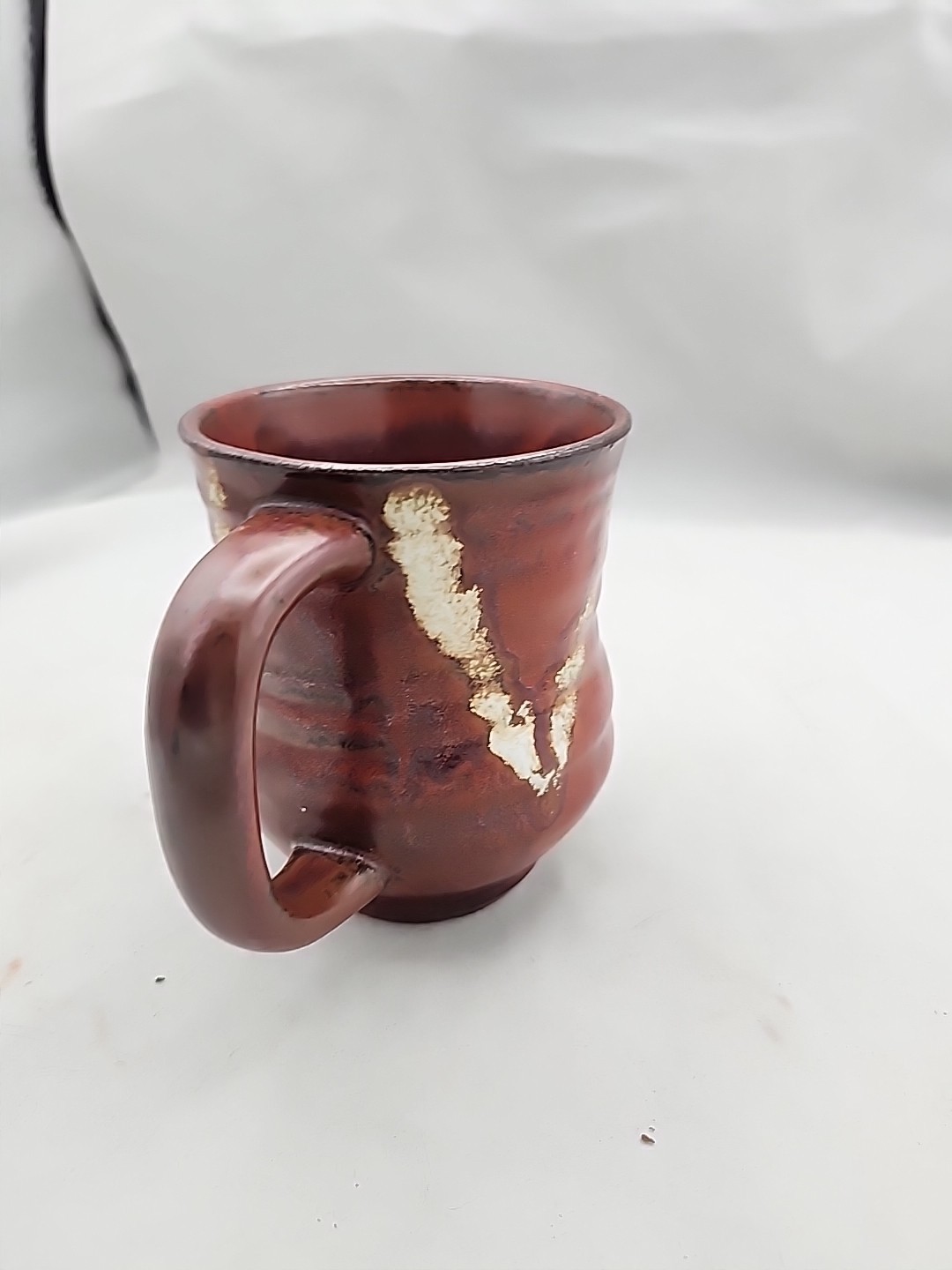 Studio Art Pottery Coffee Mug Red Drip Glaze Lava