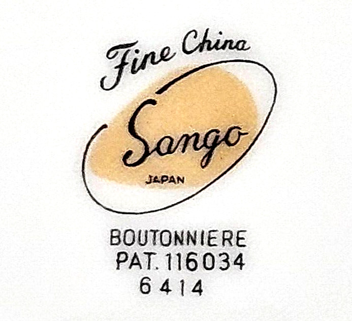 Sango Japan Fine China Boutonniere Pat. 116034 6414 10 1/2″ D. Dinner Plate 1959
