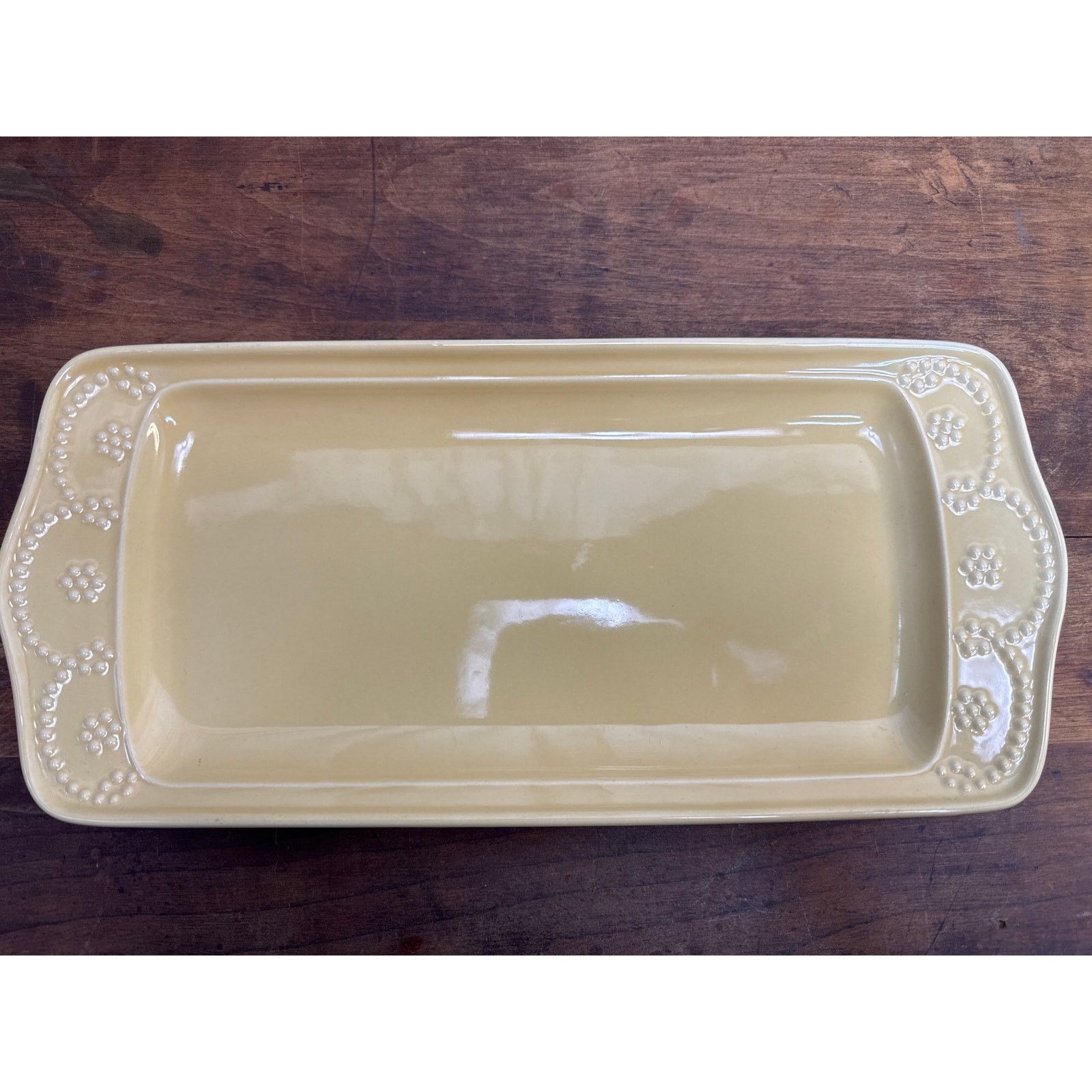 Food Network Fontinella Yellow Stoneware Rectangular Embossed Serving Platter