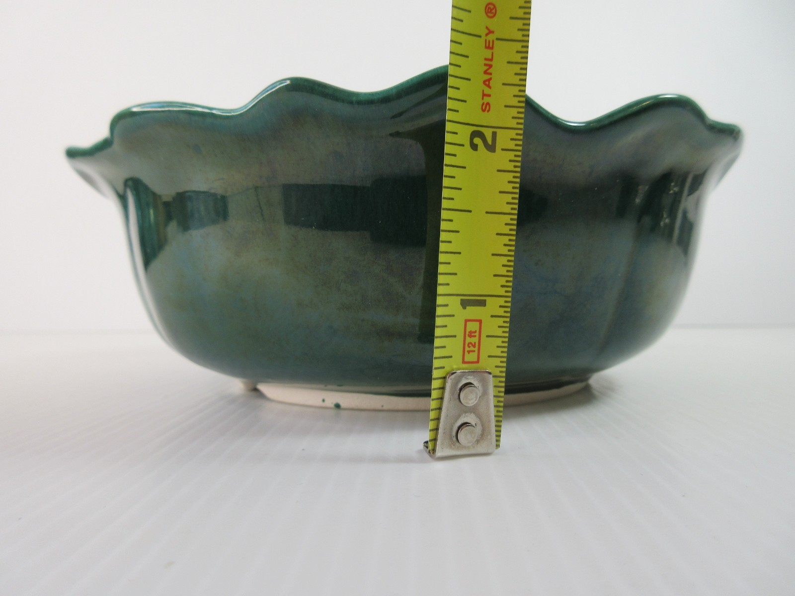 VTG Haeger Dark Green Cabbage Bowl #285B Fluted Edge Made in USA