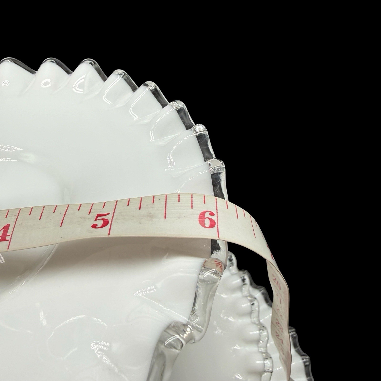 Fenton Silver Crest Three Tier Ruffled Milk Glass Tidbit Serving Tray Party Vtg
