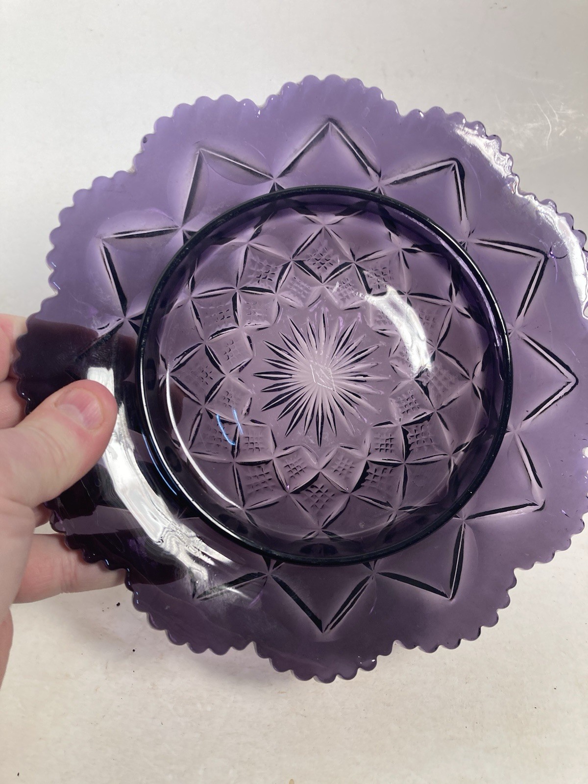 Butter dish, irradiated Purple Glass Pressed Glass