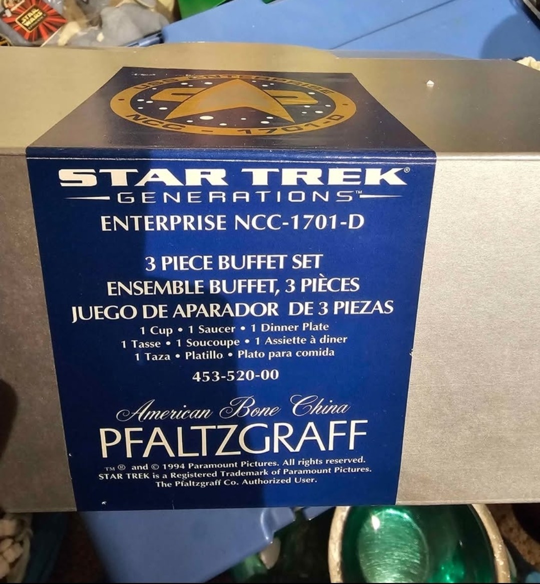 1994 Pfaltzgraff Star Trek Generations U.S.S. Enterprise NCC-1701-D 3 PC Set NEW