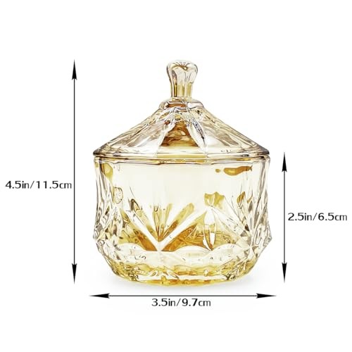 8oz Glass Candy Jar with Lid,Small Crystal Fall Candy Dish,Apothecary Jar Amber